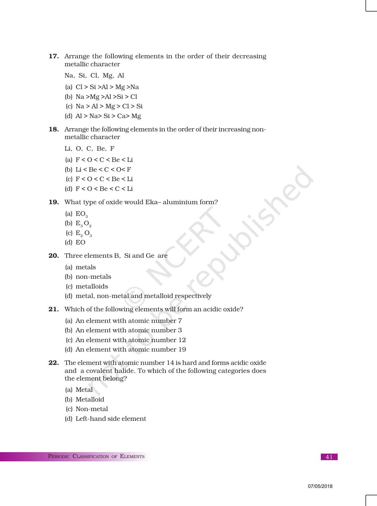 NCERT Exemplar Book for Class 10 Science: Chapter 5 Periodic Classification of Elements - Page 4