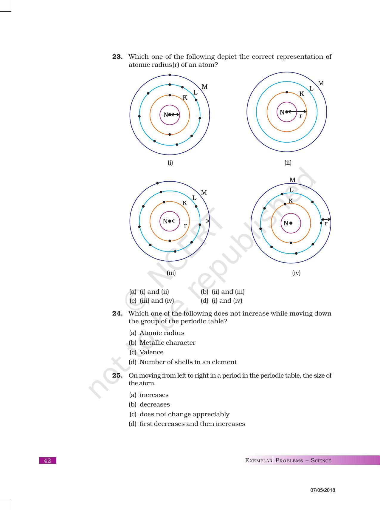 NCERT Exemplar Book for Class 10 Science: Chapter 5 Periodic Classification of Elements - Page 5