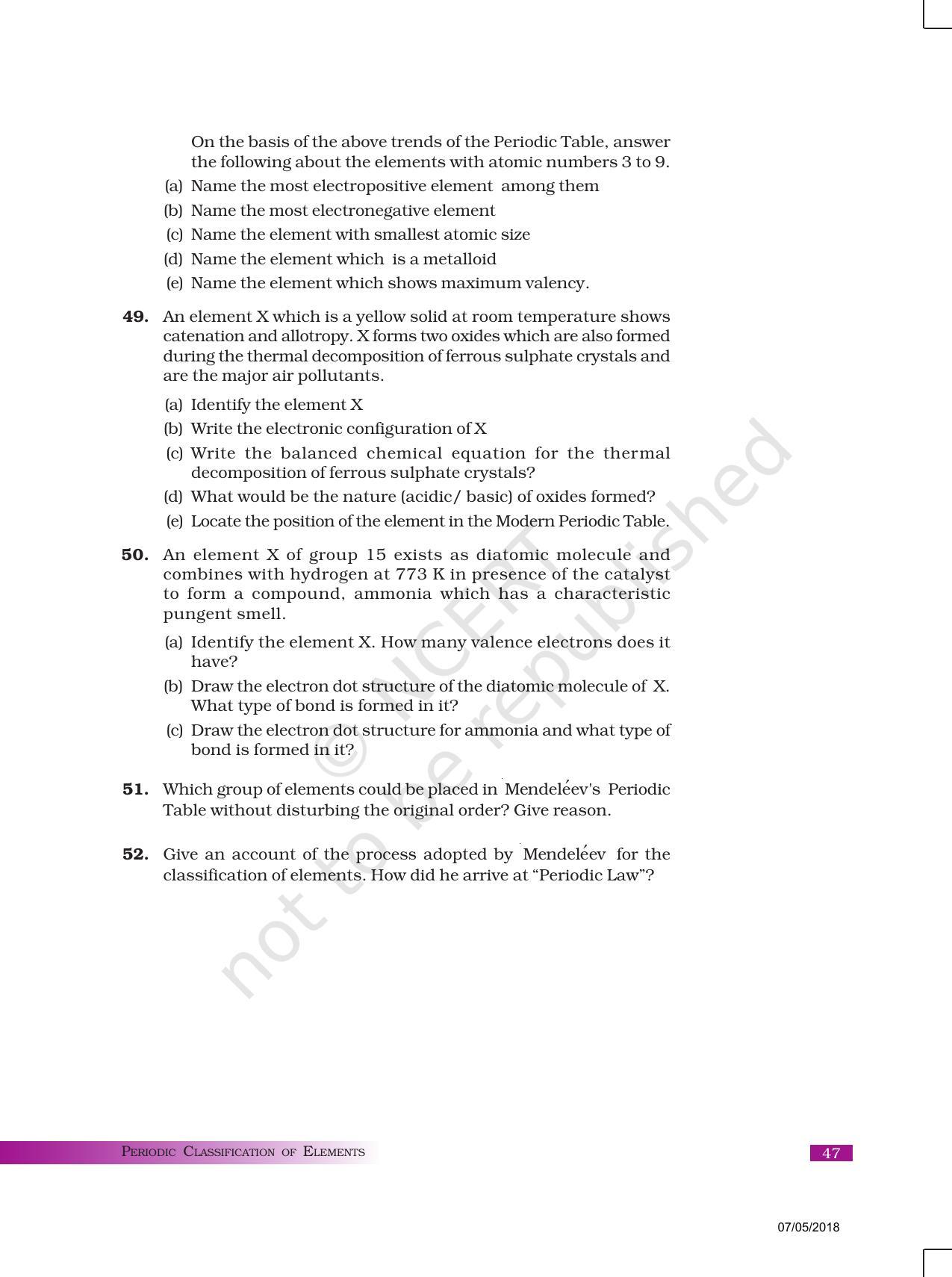 NCERT Exemplar Book for Class 10 Science: Chapter 5 Periodic Classification of Elements - Page 10