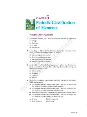 NCERT Exemplar Book for Class 10 Science: Chapter 5 Periodic Classification of Elements
