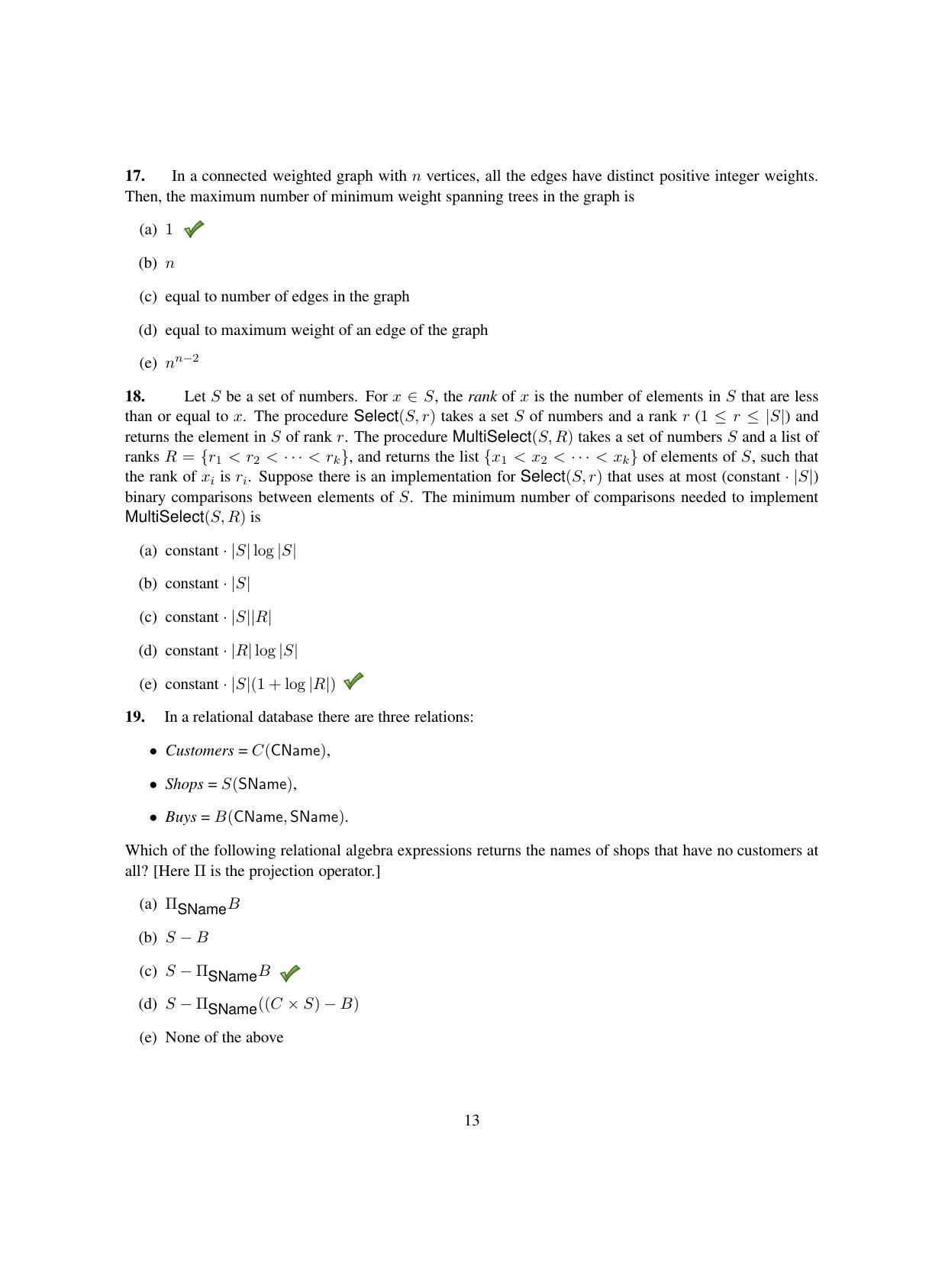 TIFR GS 2013 Computer & Systems Sciences Question Paper - Page 14