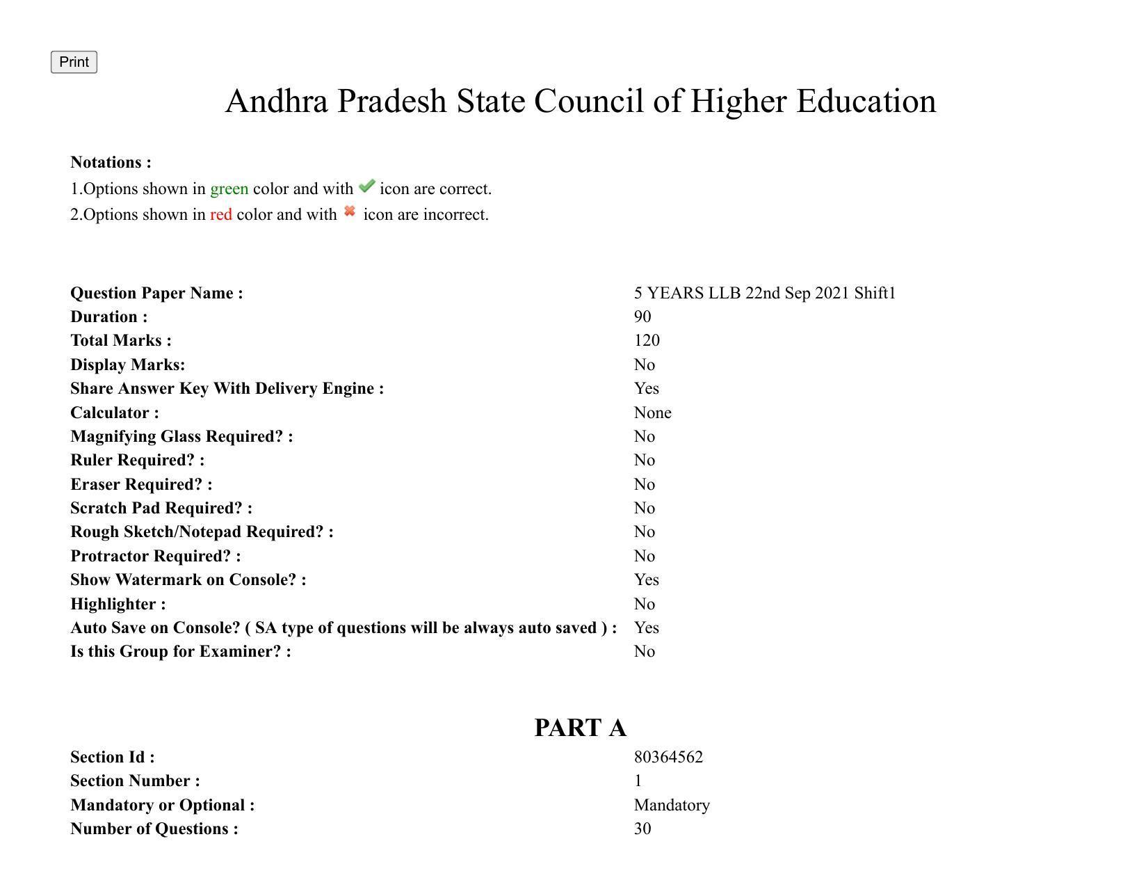 AP LAWCET 2021 - 5 Year LLB Question Paper With Keys - Page 1