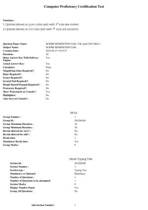 MP CPCT 27th April 2019 Scribe Remington Gail Question Paper Shift 2