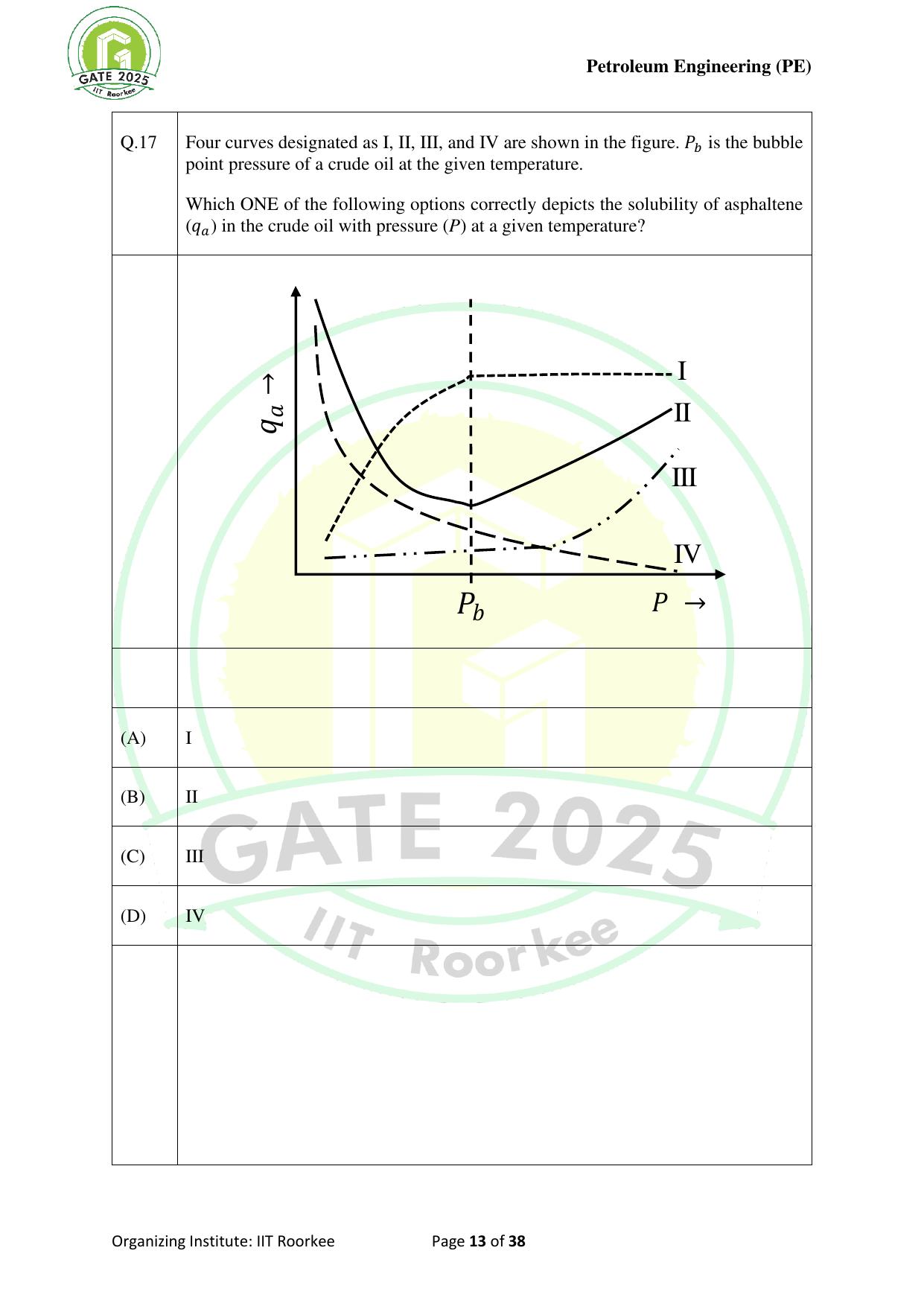 GATE 2025 Petroleum Engineering (PE) Question Paper - Page 13