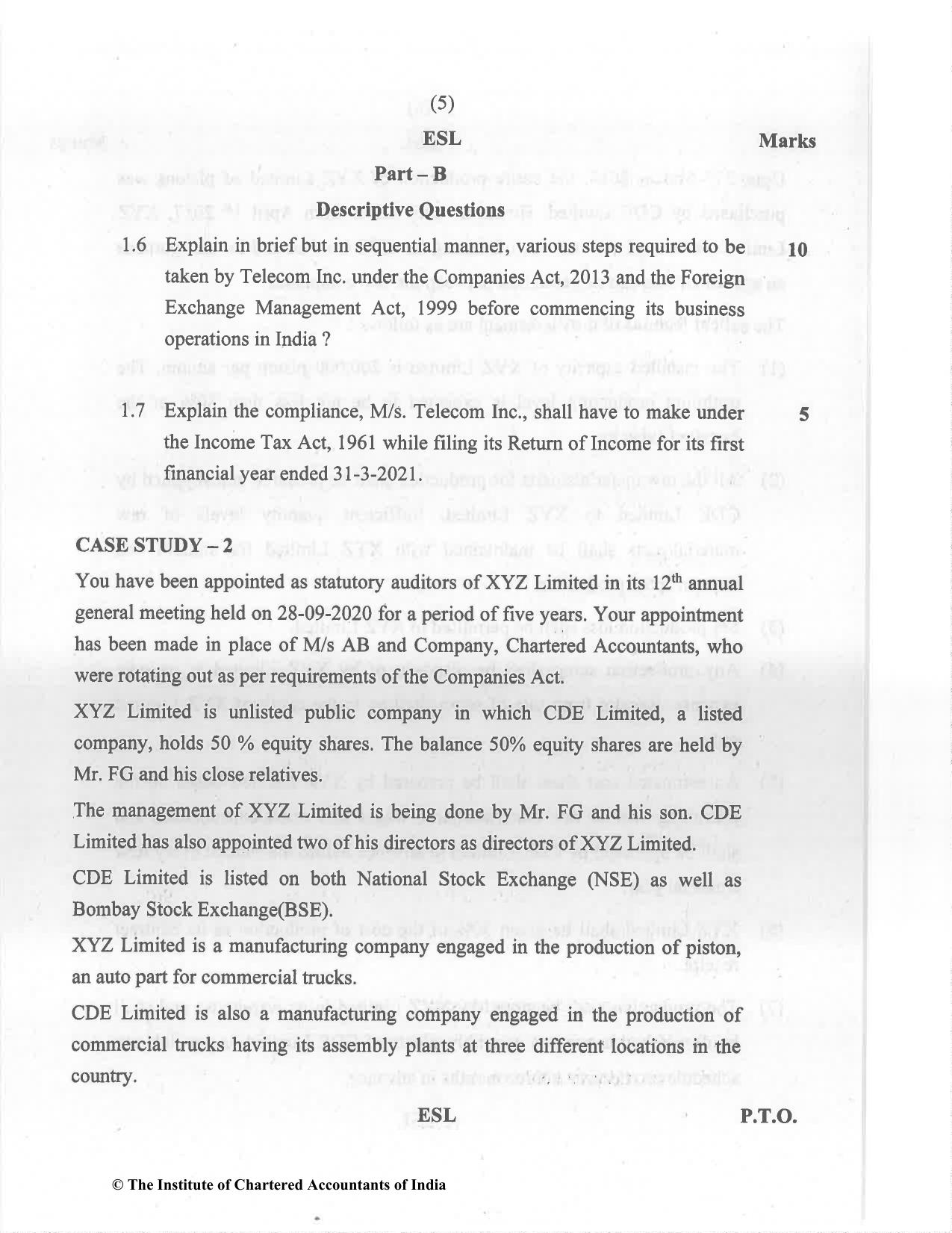 CA Final Dec 2021 Question Paper - Paper 6F – Multidisciplinary Case Study - Page 5