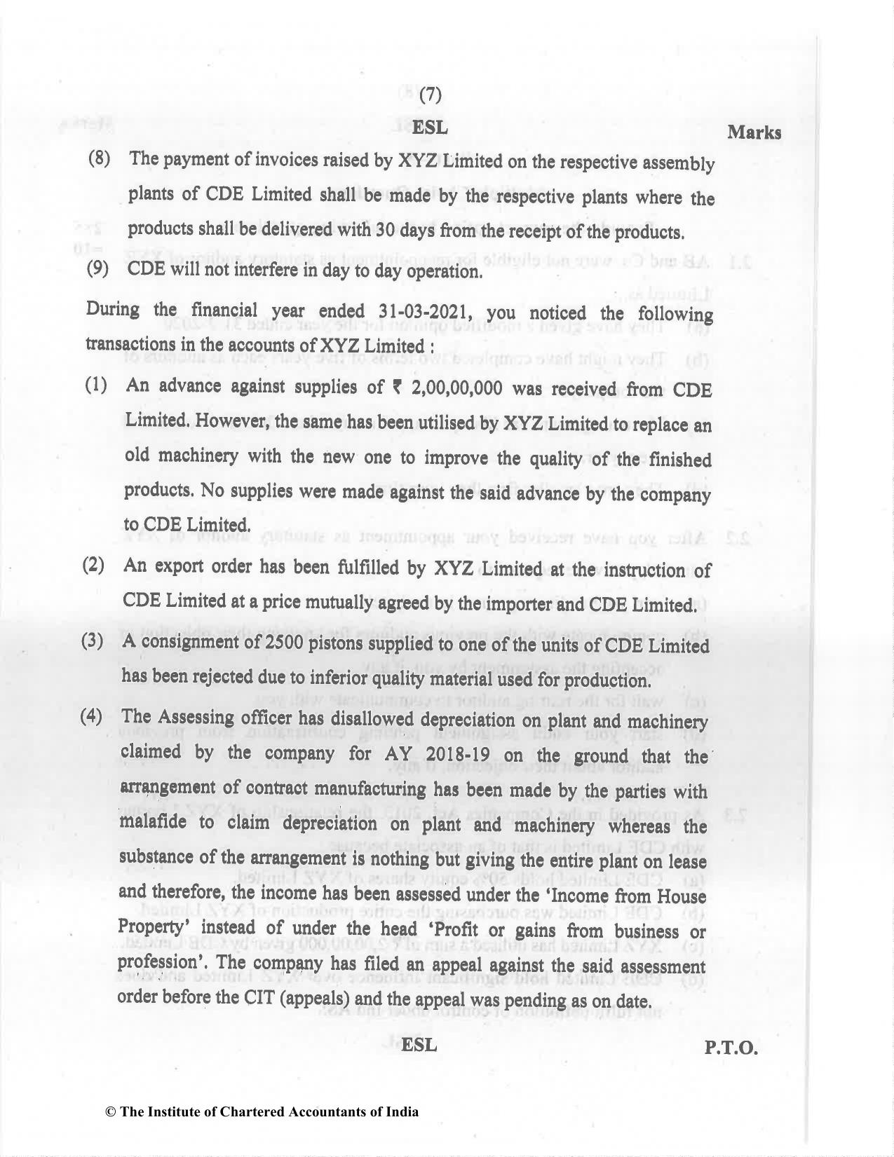 CA Final Dec 2021 Question Paper - Paper 6F – Multidisciplinary Case Study - Page 7