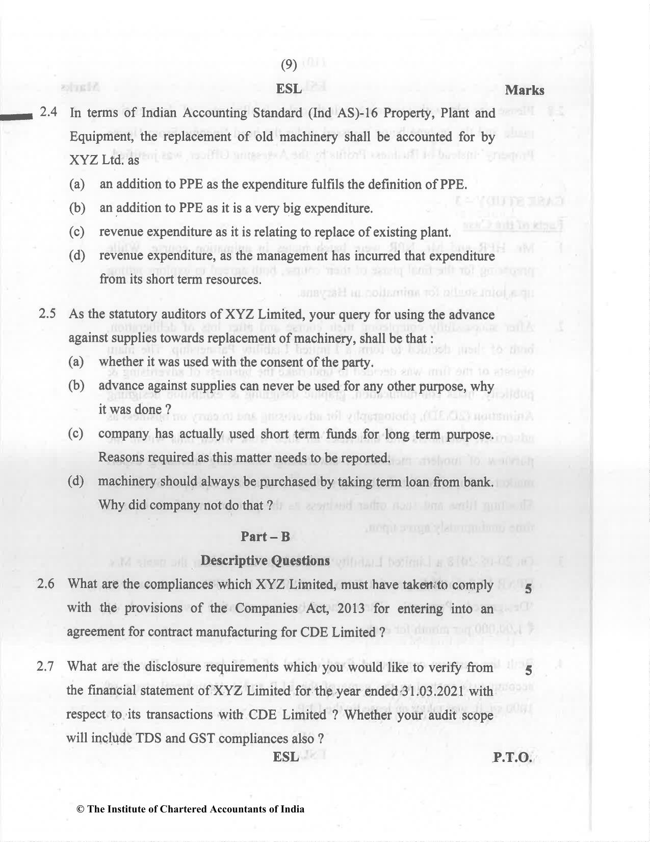 CA Final Dec 2021 Question Paper - Paper 6F – Multidisciplinary Case Study - Page 9