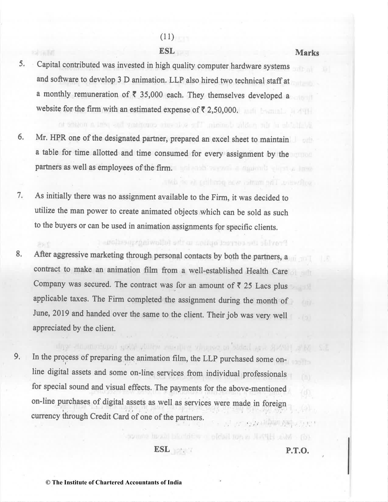 CA Final Dec 2021 Question Paper - Paper 6F – Multidisciplinary Case Study - Page 11