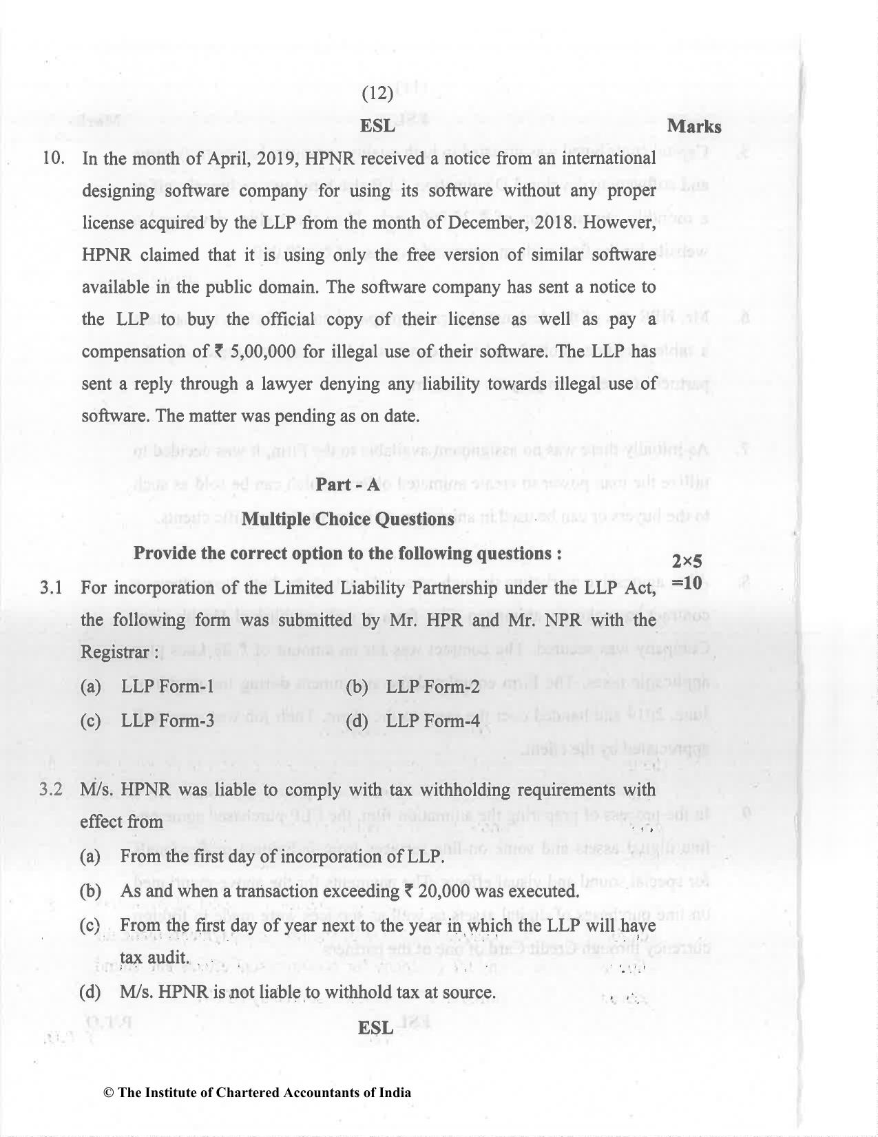 CA Final Dec 2021 Question Paper - Paper 6F – Multidisciplinary Case Study - Page 12