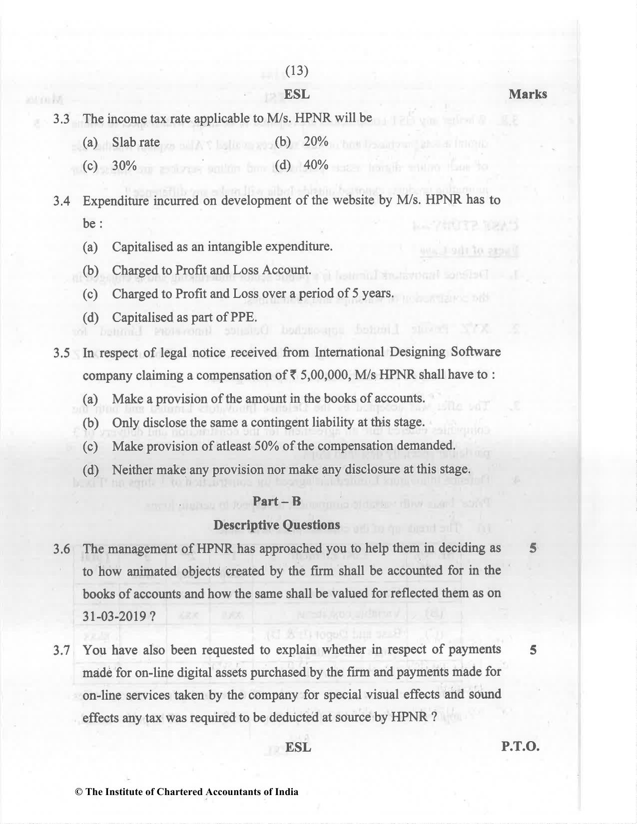 CA Final Dec 2021 Question Paper - Paper 6F – Multidisciplinary Case Study - Page 13