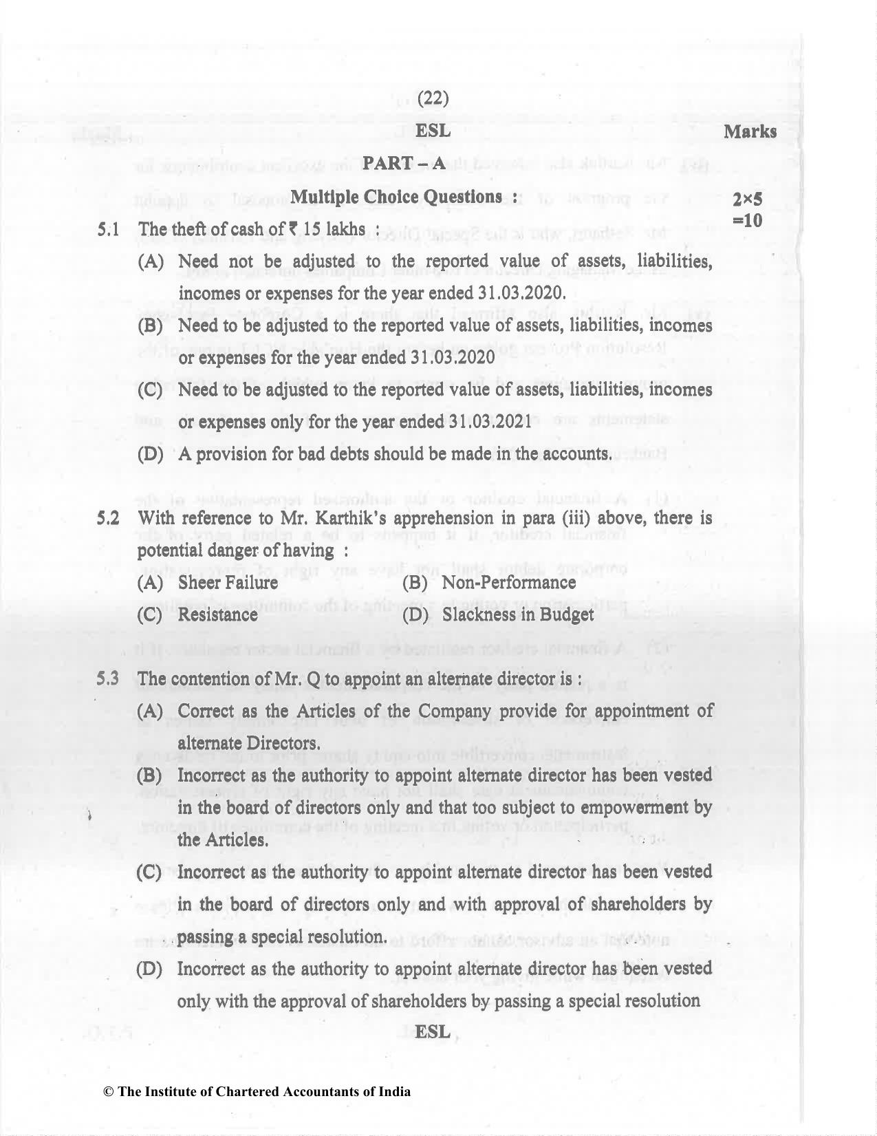 CA Final Dec 2021 Question Paper - Paper 6F – Multidisciplinary Case Study - Page 22