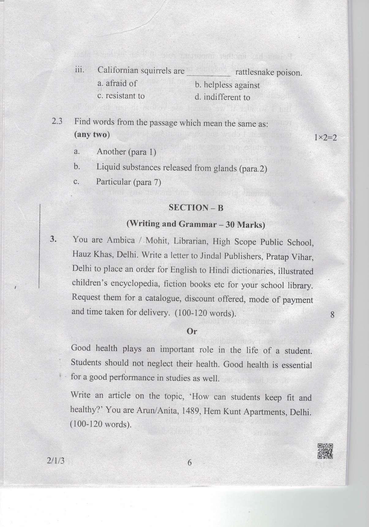 CBSE Class 10 2-1-3 Eng.L.L. 2019 Question Paper - Page 6