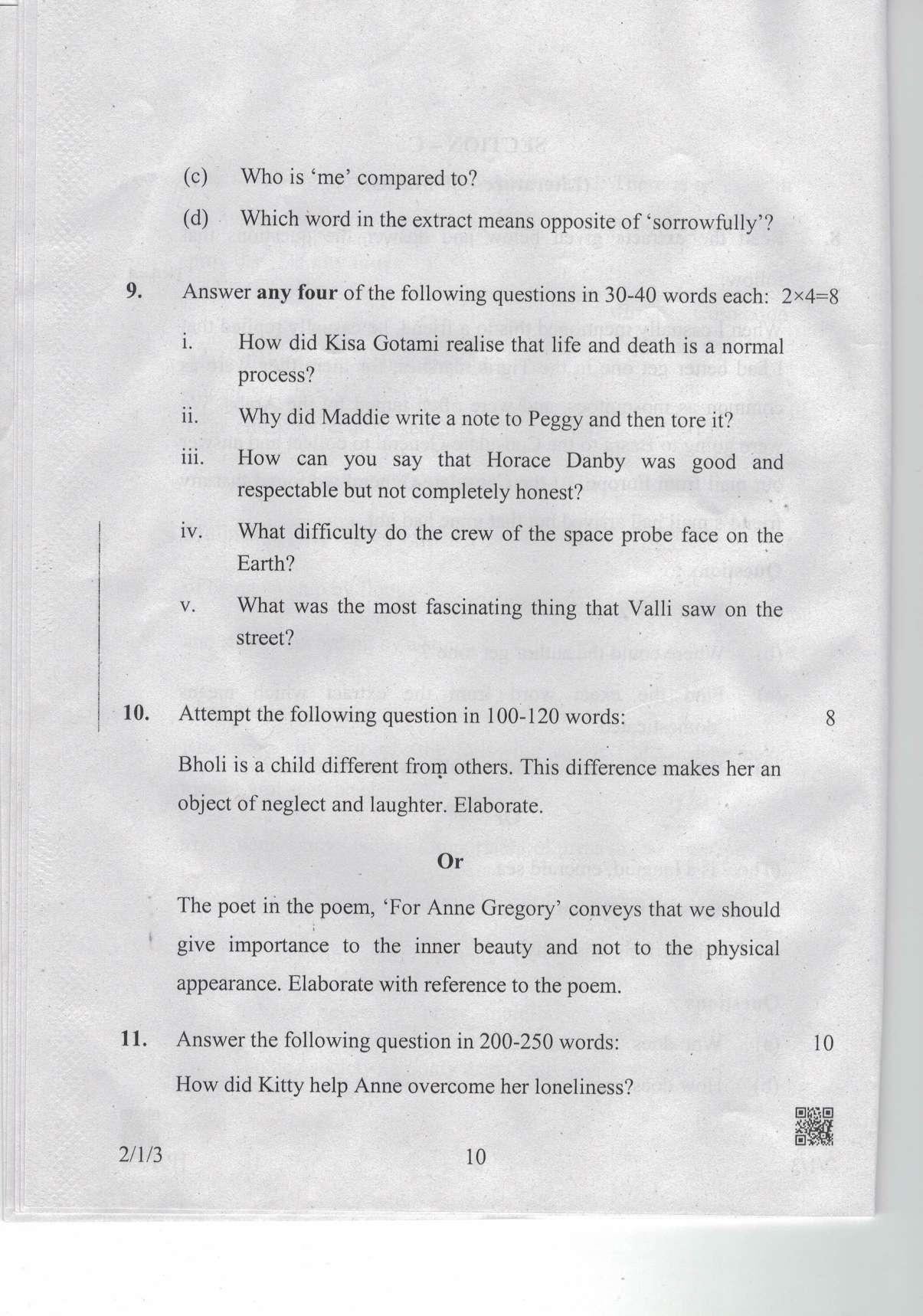 CBSE Class 10 2-1-3 Eng.L.L. 2019 Question Paper - Page 10
