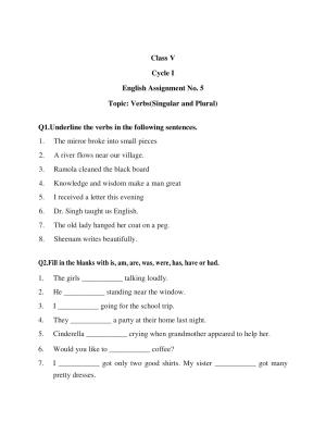 Worksheet for Class 5 English Assignment 28