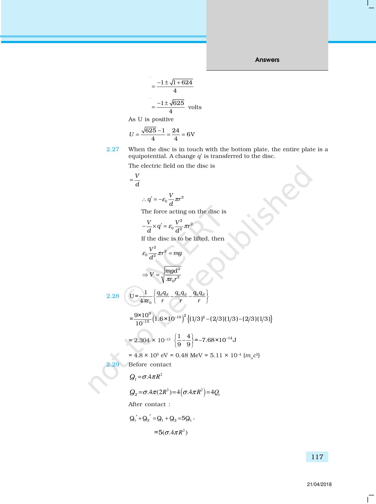 NCERT Exemplar Class 12: Physics  - Answers (All Units) - Page 12