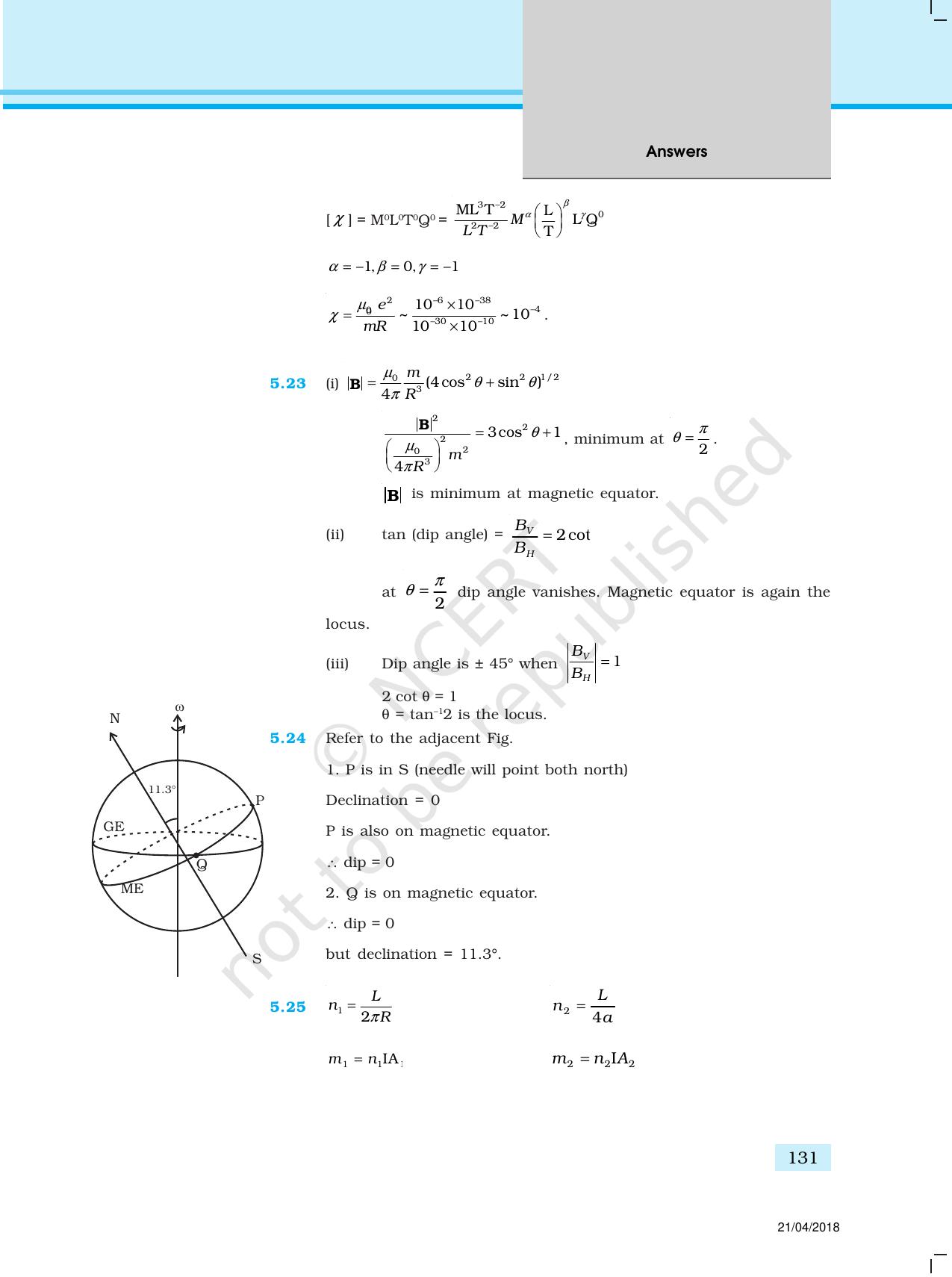 NCERT Exemplar Class 12: Physics  - Answers (All Units) - Page 26
