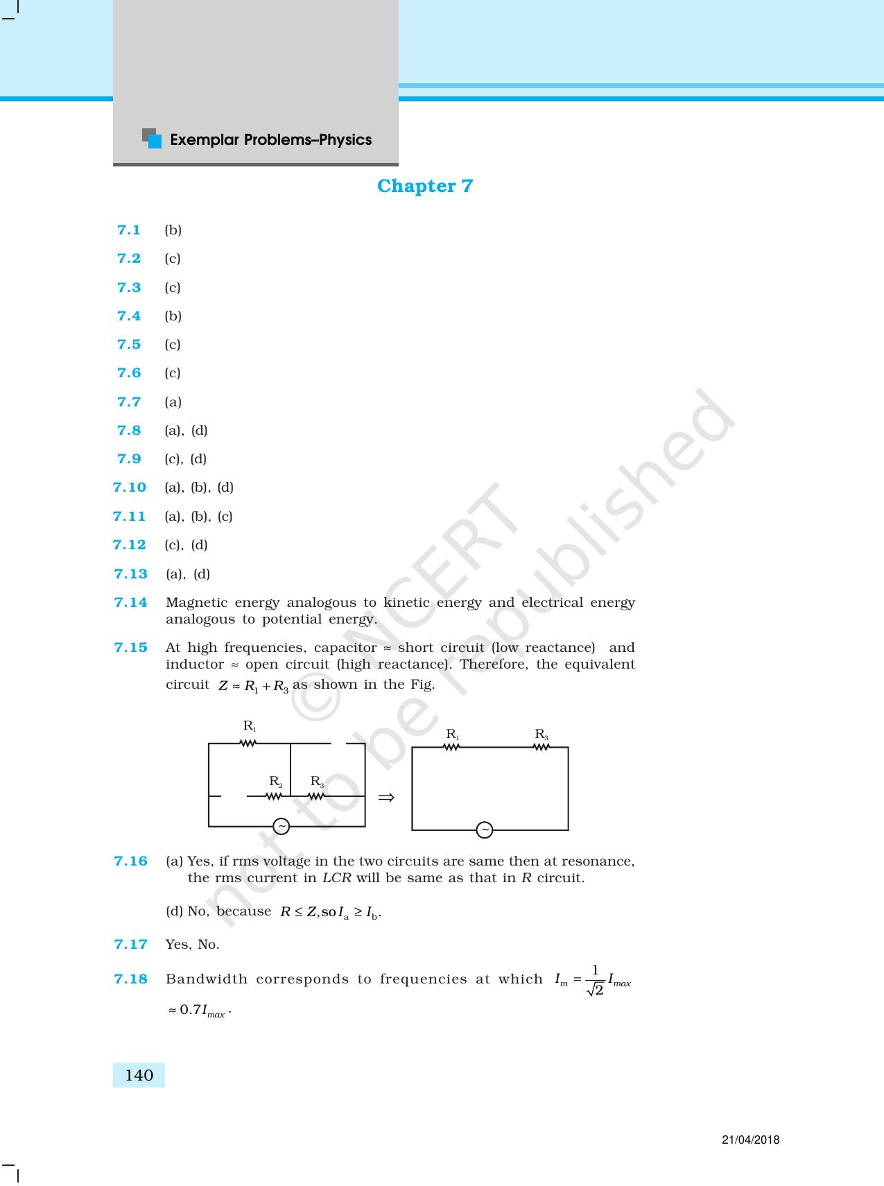NCERT Exemplar Class 12: Physics  - Answers (All Units) - Page 35