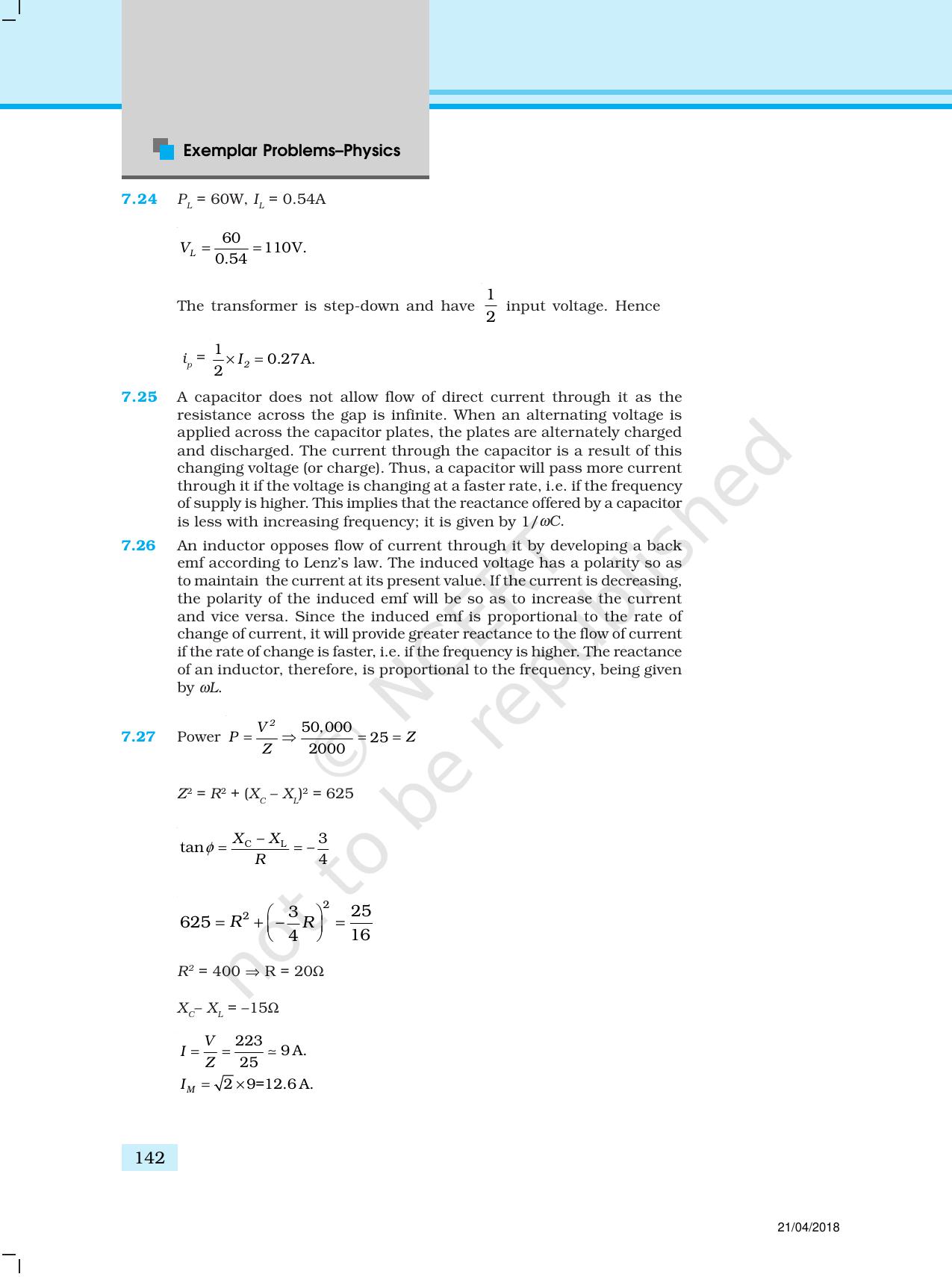 NCERT Exemplar Class 12: Physics  - Answers (All Units) - Page 37