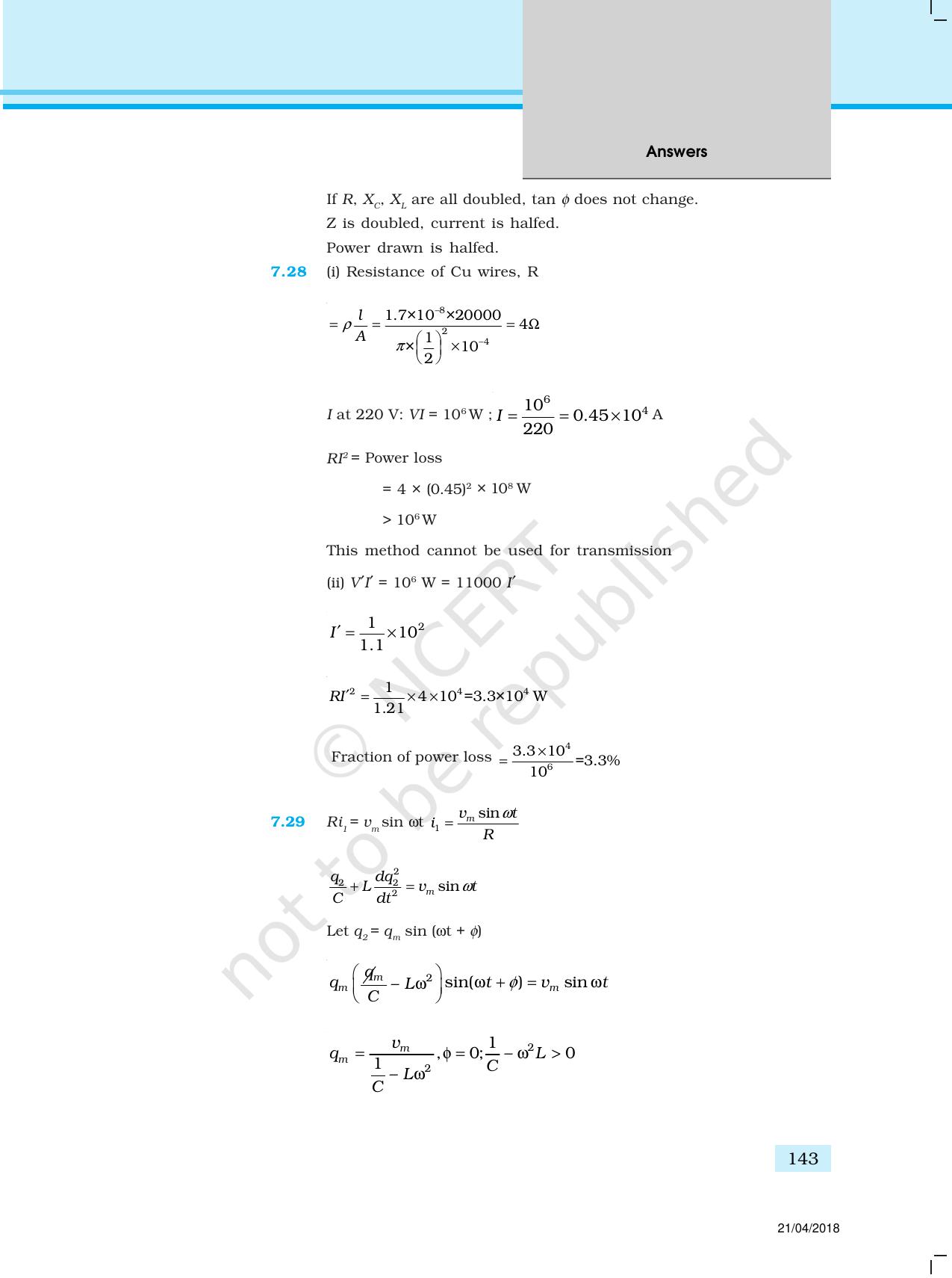 NCERT Exemplar Class 12: Physics  - Answers (All Units) - Page 38