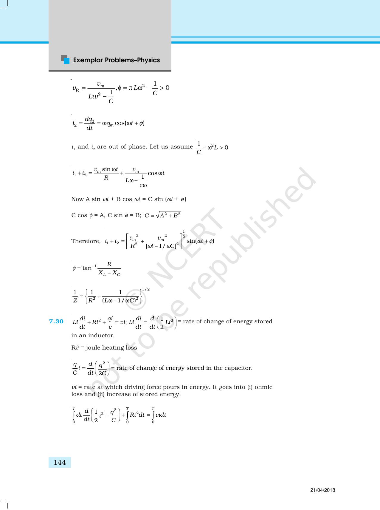 NCERT Exemplar Class 12: Physics  - Answers (All Units) - Page 39