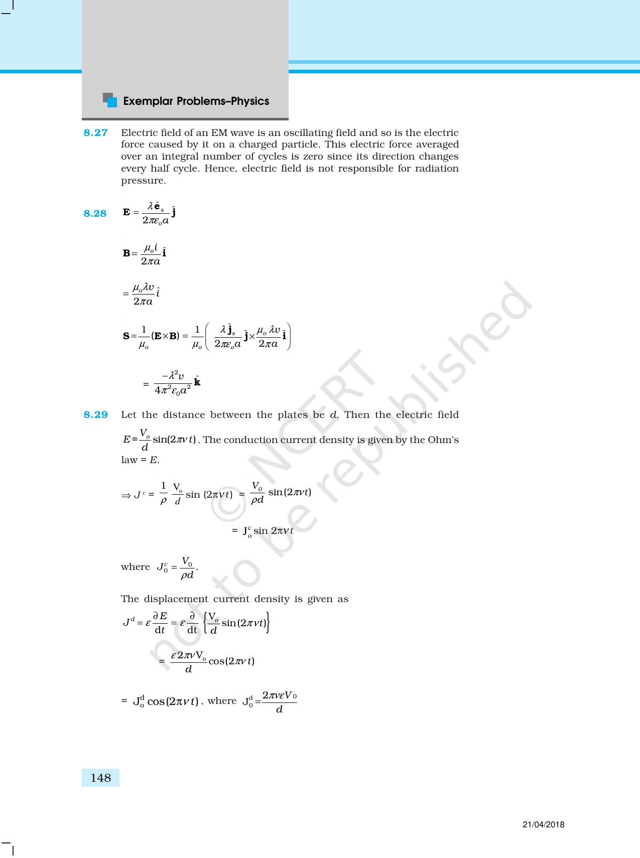NCERT Exemplar Class 12: Physics  - Answers (All Units) - Page 43