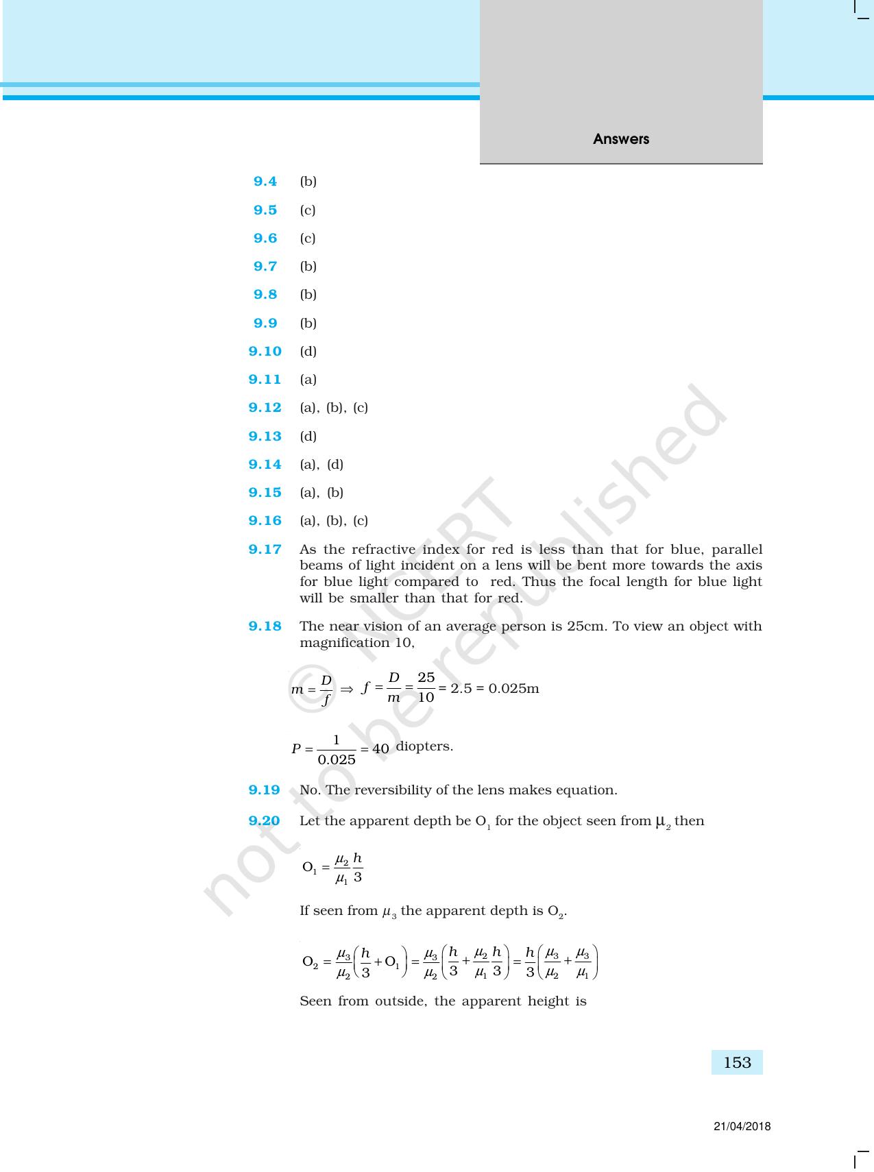 NCERT Exemplar Class 12: Physics  - Answers (All Units) - Page 48