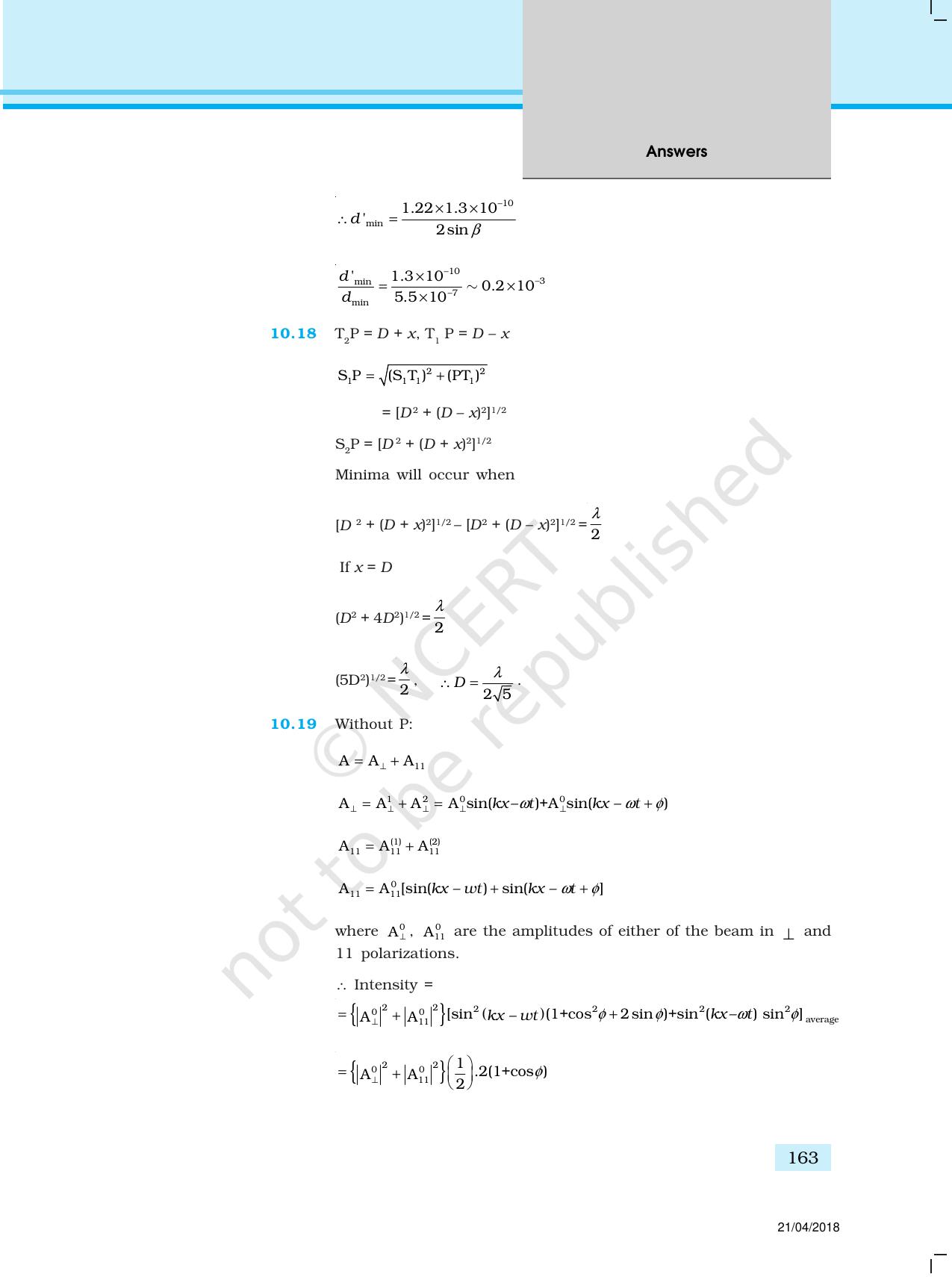 NCERT Exemplar Class 12: Physics  - Answers (All Units) - Page 58