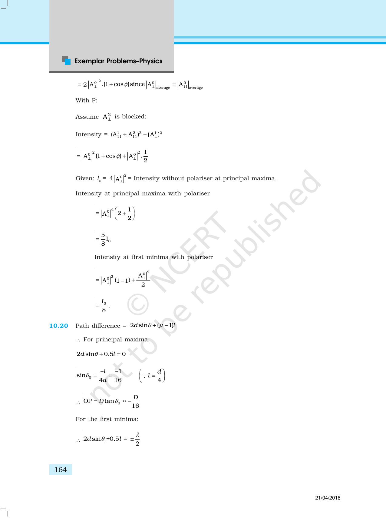 NCERT Exemplar Class 12: Physics  - Answers (All Units) - Page 59