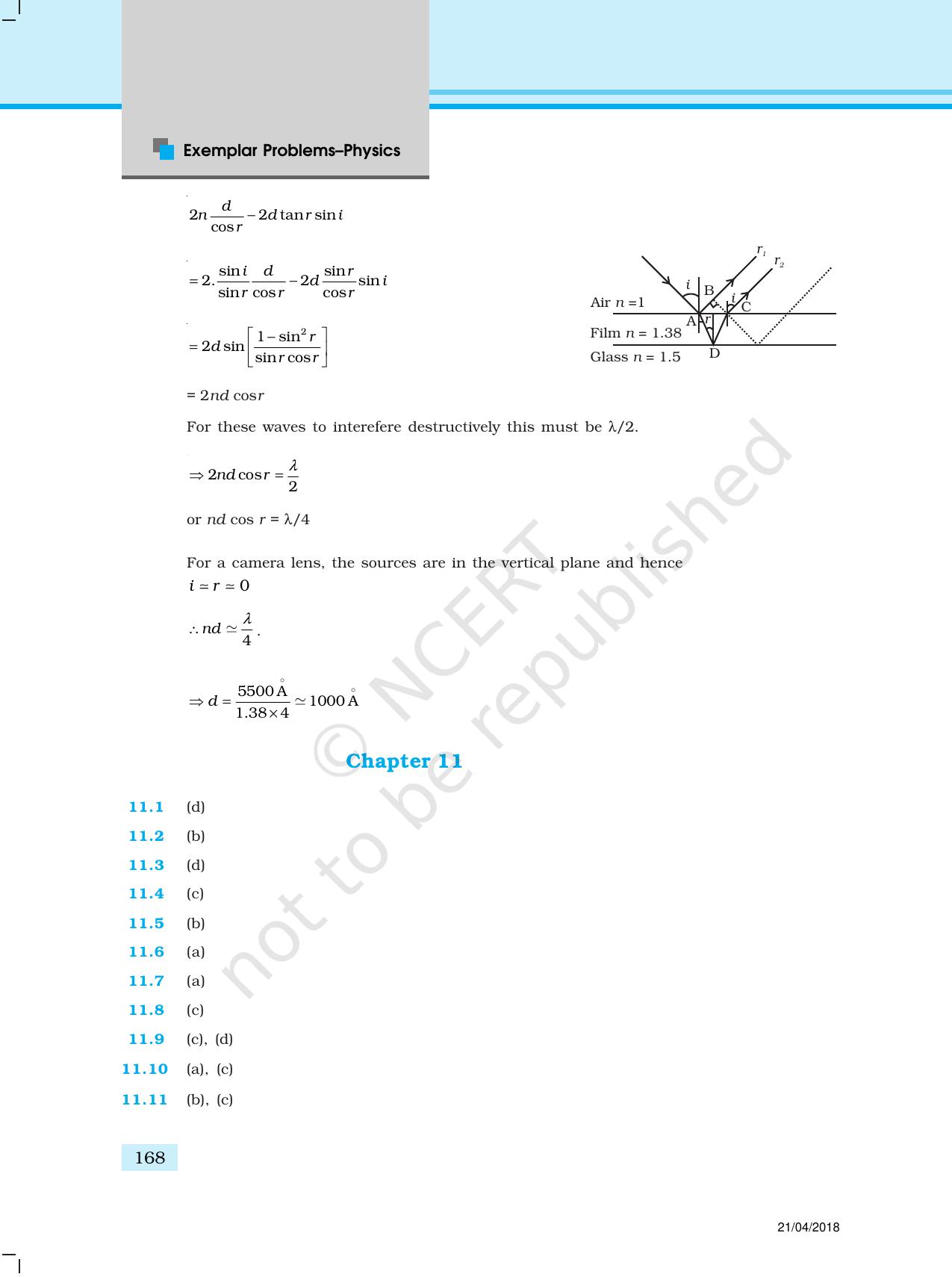 NCERT Exemplar Class 12: Physics  - Answers (All Units) - Page 63