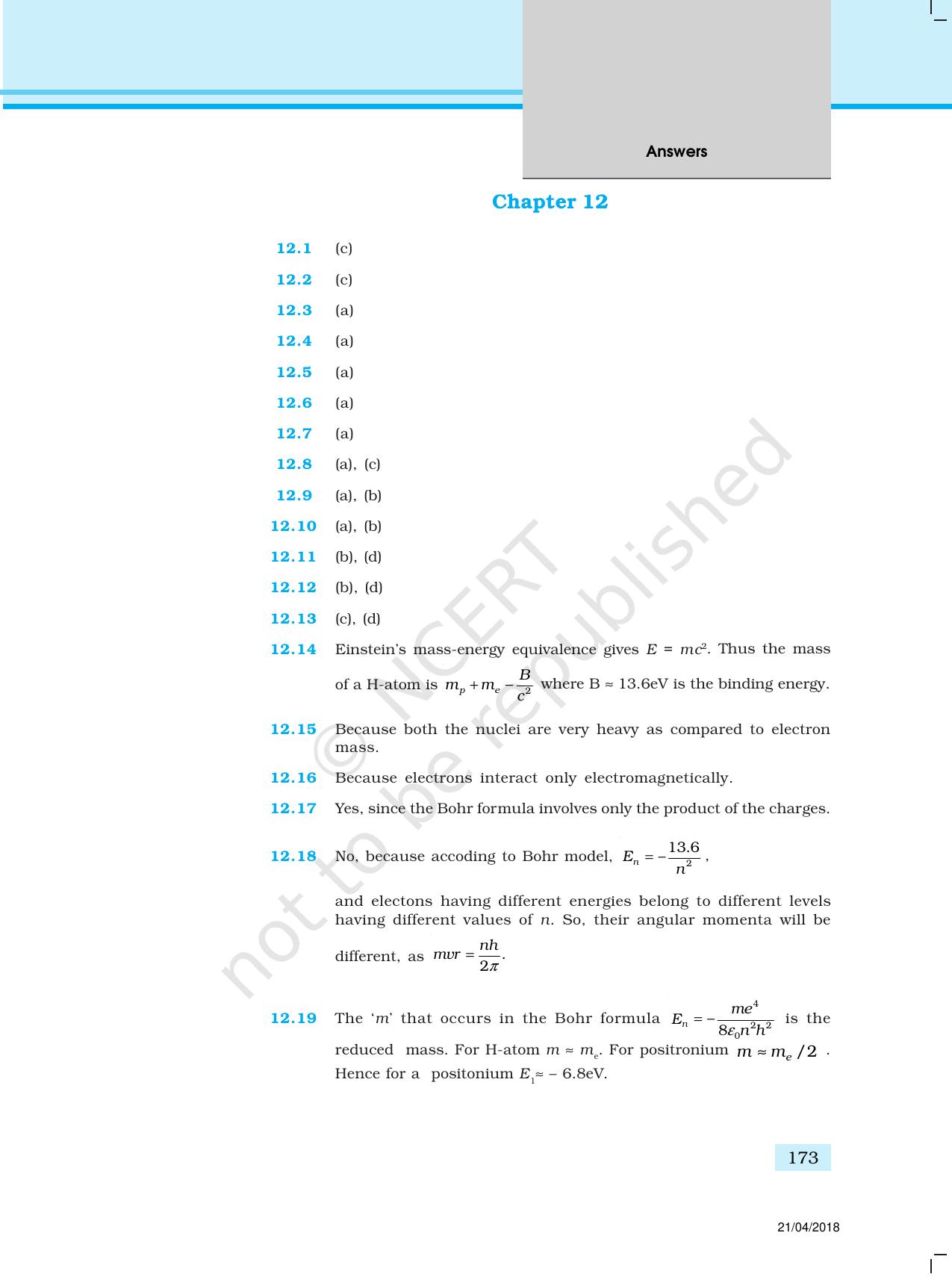 NCERT Exemplar Class 12: Physics  - Answers (All Units) - Page 68