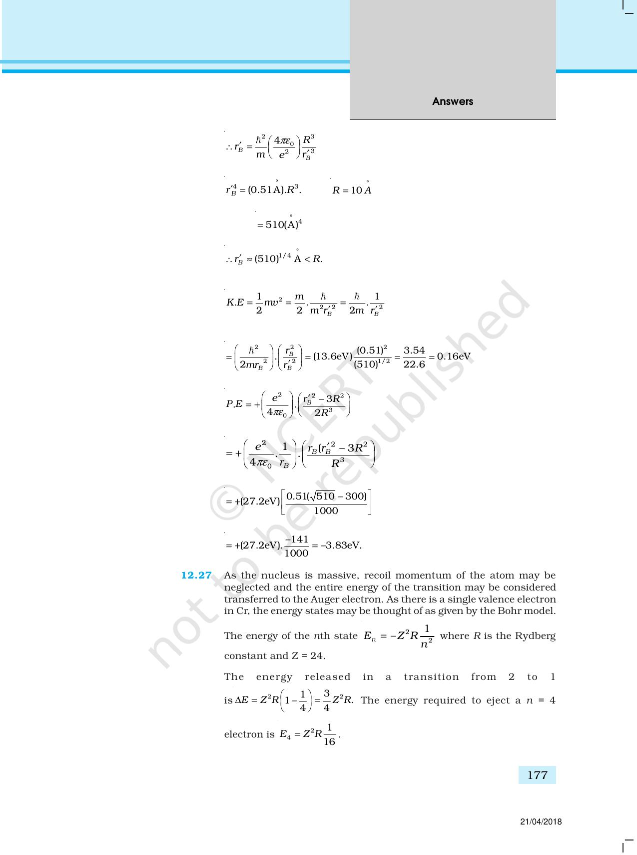 NCERT Exemplar Class 12: Physics  - Answers (All Units) - Page 72