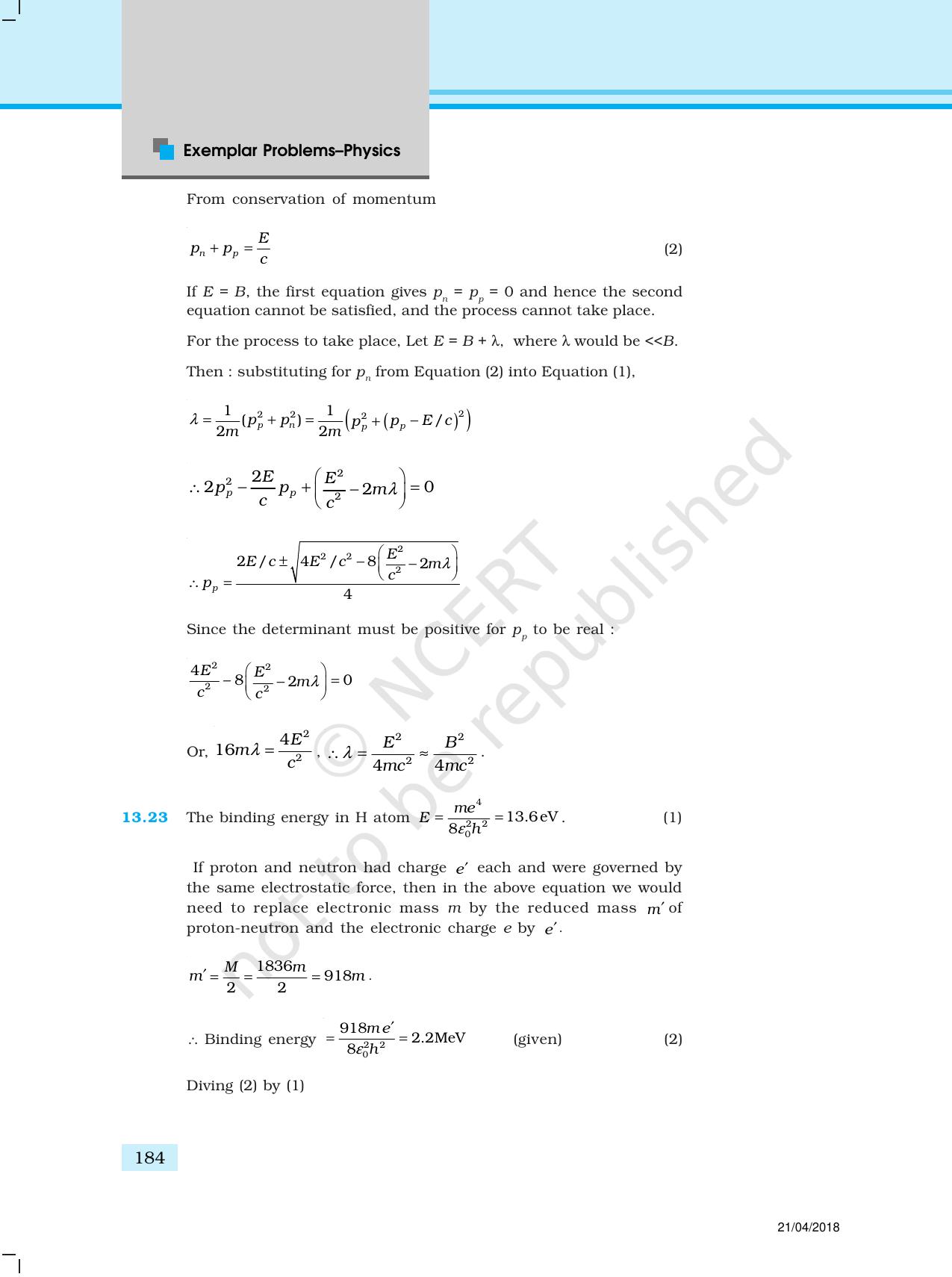 NCERT Exemplar Class 12: Physics  - Answers (All Units) - Page 79
