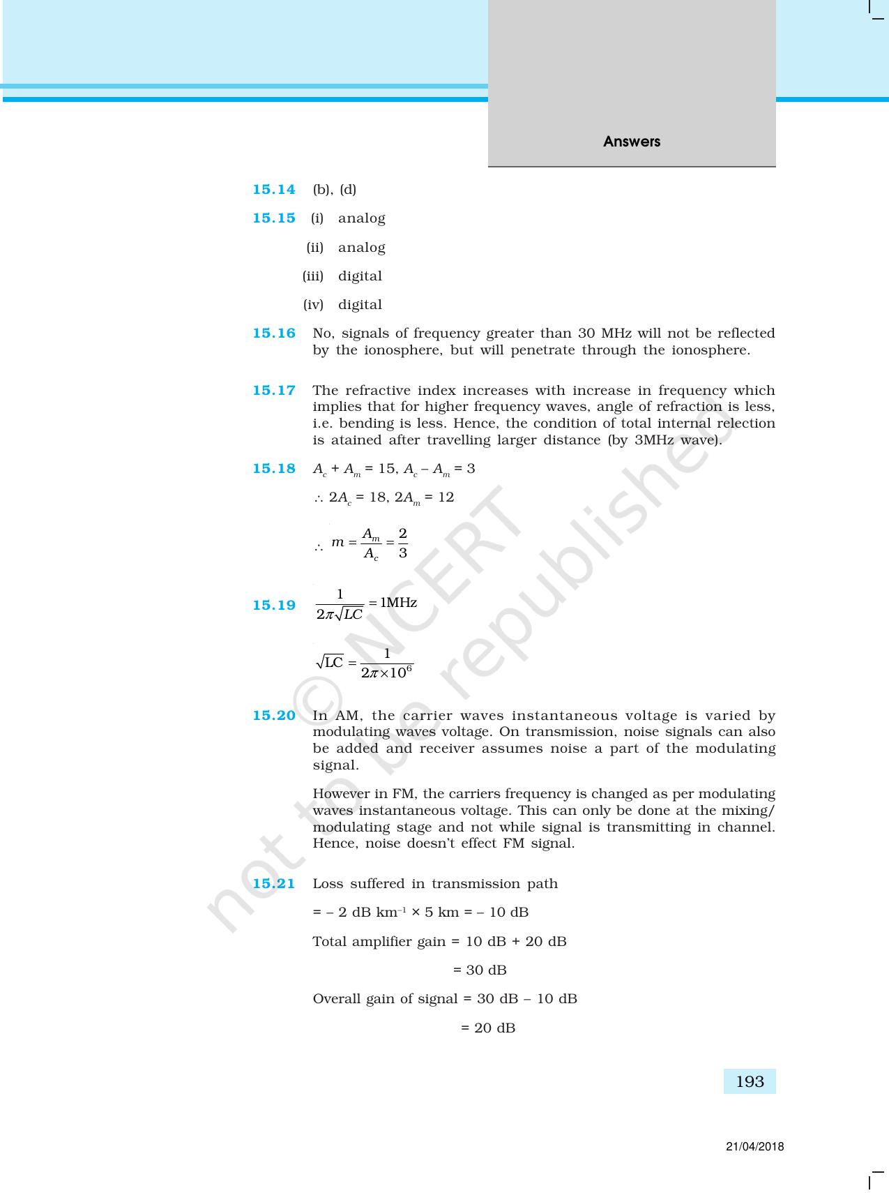 NCERT Exemplar Class 12: Physics  - Answers (All Units) - Page 88