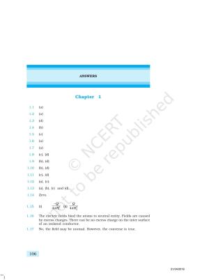 NCERT Exemplar Class 12: Physics  - Answers (All Units)