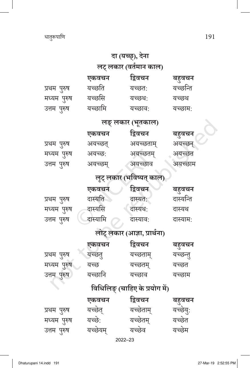 NCERT Book for Class 10 Sanskrit Chapter 14 धातुरूपाणि - Page 13