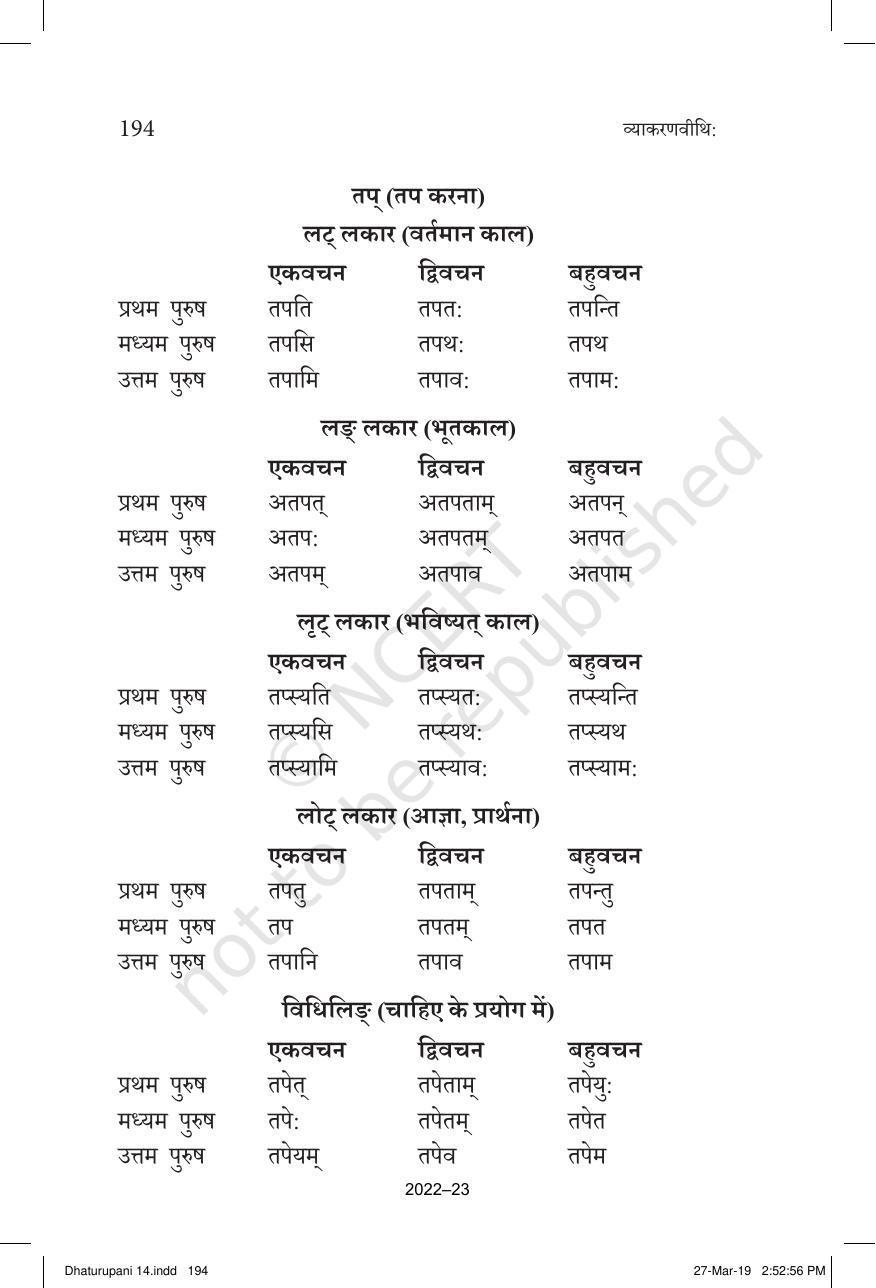 NCERT Book for Class 10 Sanskrit Chapter 14 धातुरूपाणि - Page 16