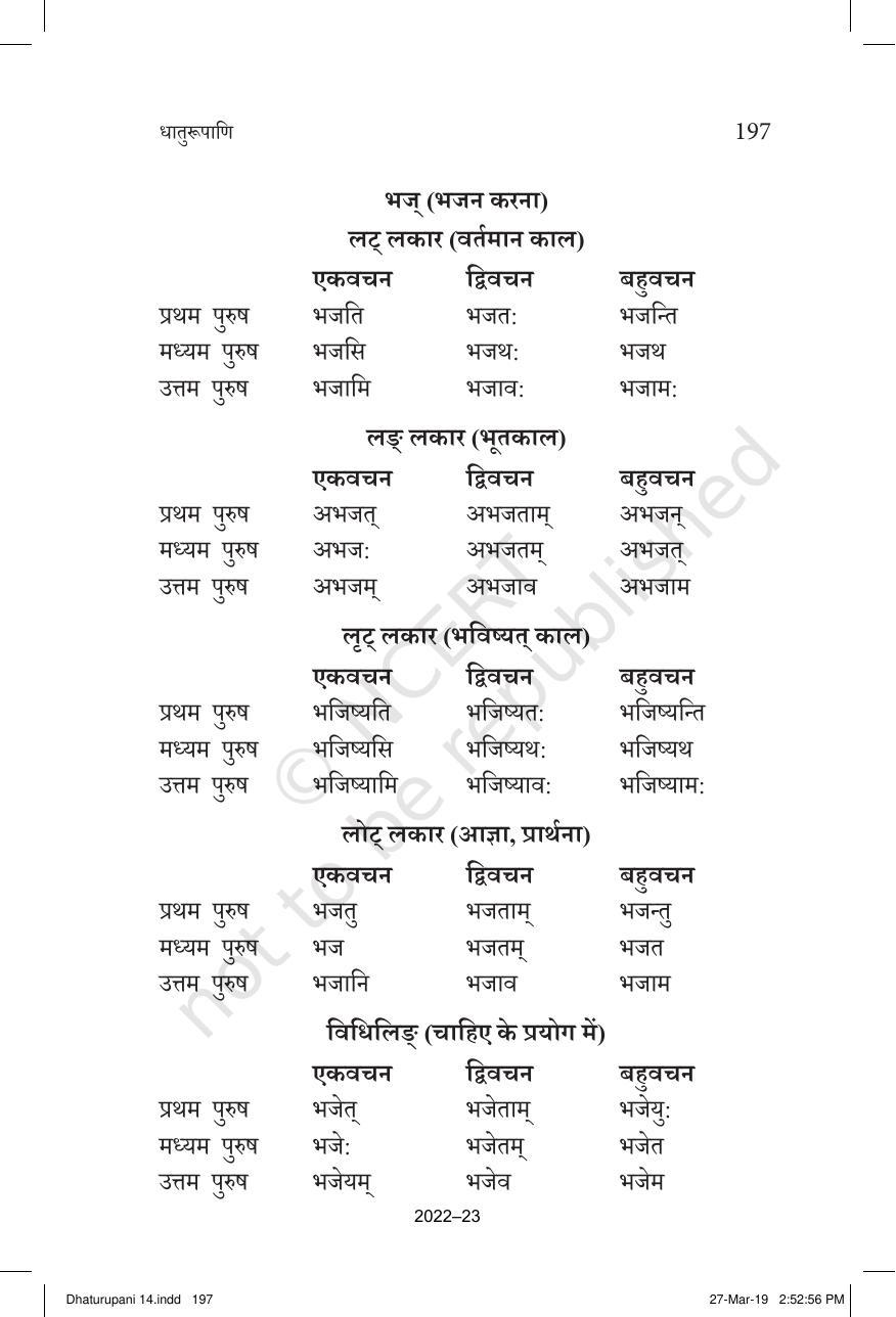 NCERT Book for Class 10 Sanskrit Chapter 14 धातुरूपाणि - Page 19