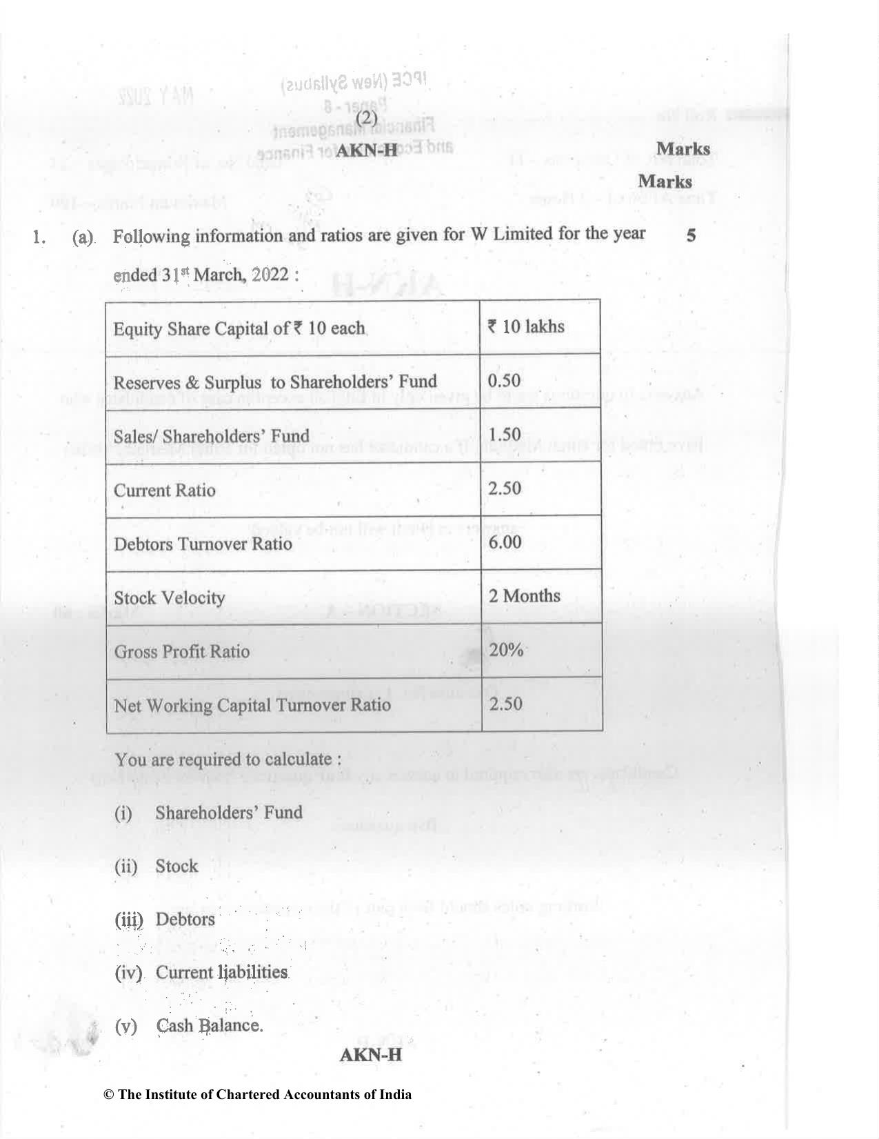CA Inter May 2022 Question Paper - Paper 8 – Financial Management & Economics for Finance - Page 2