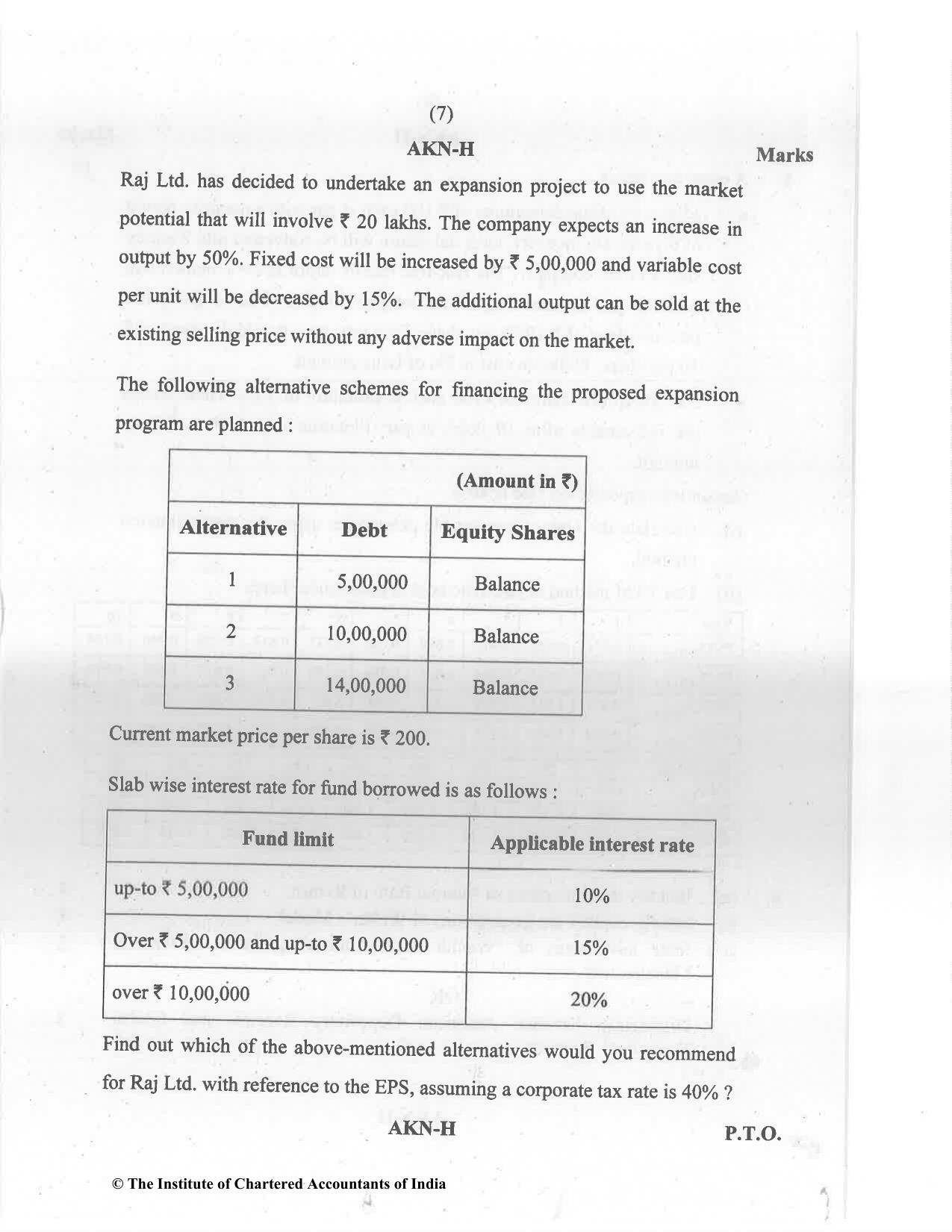 CA Inter May 2022 Question Paper - Paper 8 – Financial Management & Economics for Finance - Page 7