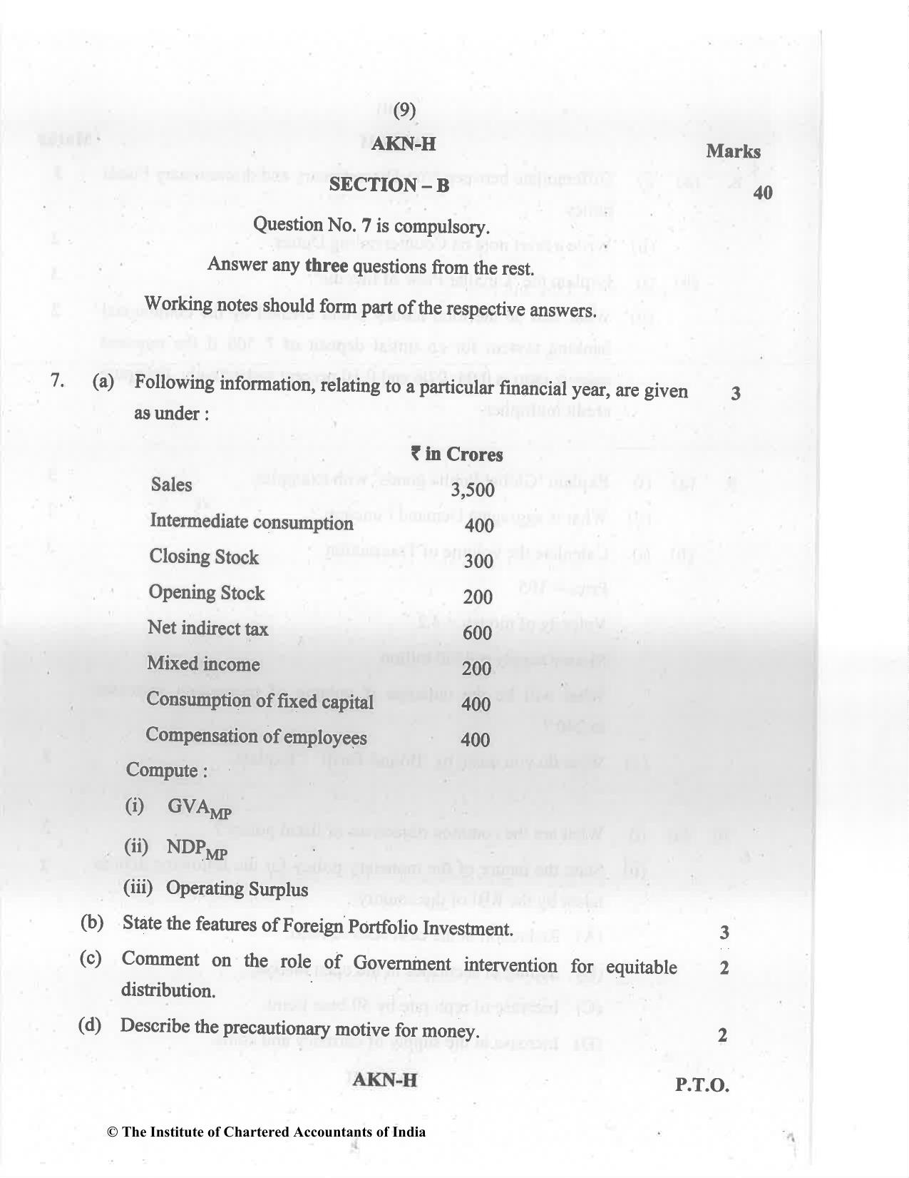 CA Inter May 2022 Question Paper - Paper 8 – Financial Management & Economics for Finance - Page 9