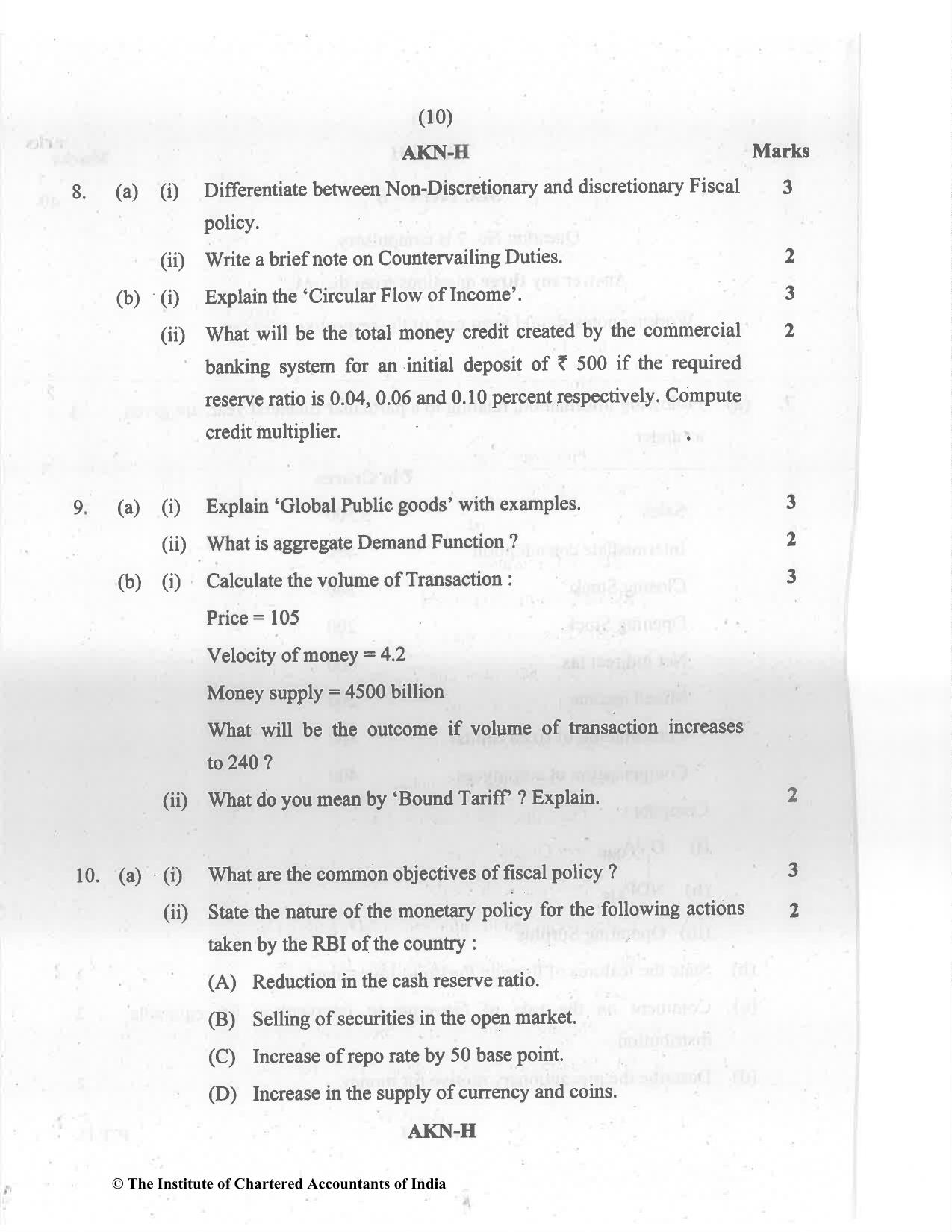 CA Inter May 2022 Question Paper - Paper 8 – Financial Management & Economics for Finance - Page 10