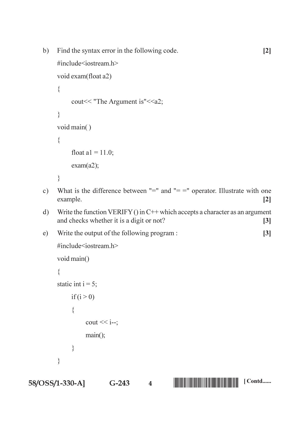 NIOS April 2019 Class 12 Computer Science (SET A) Question Paper - Page 4