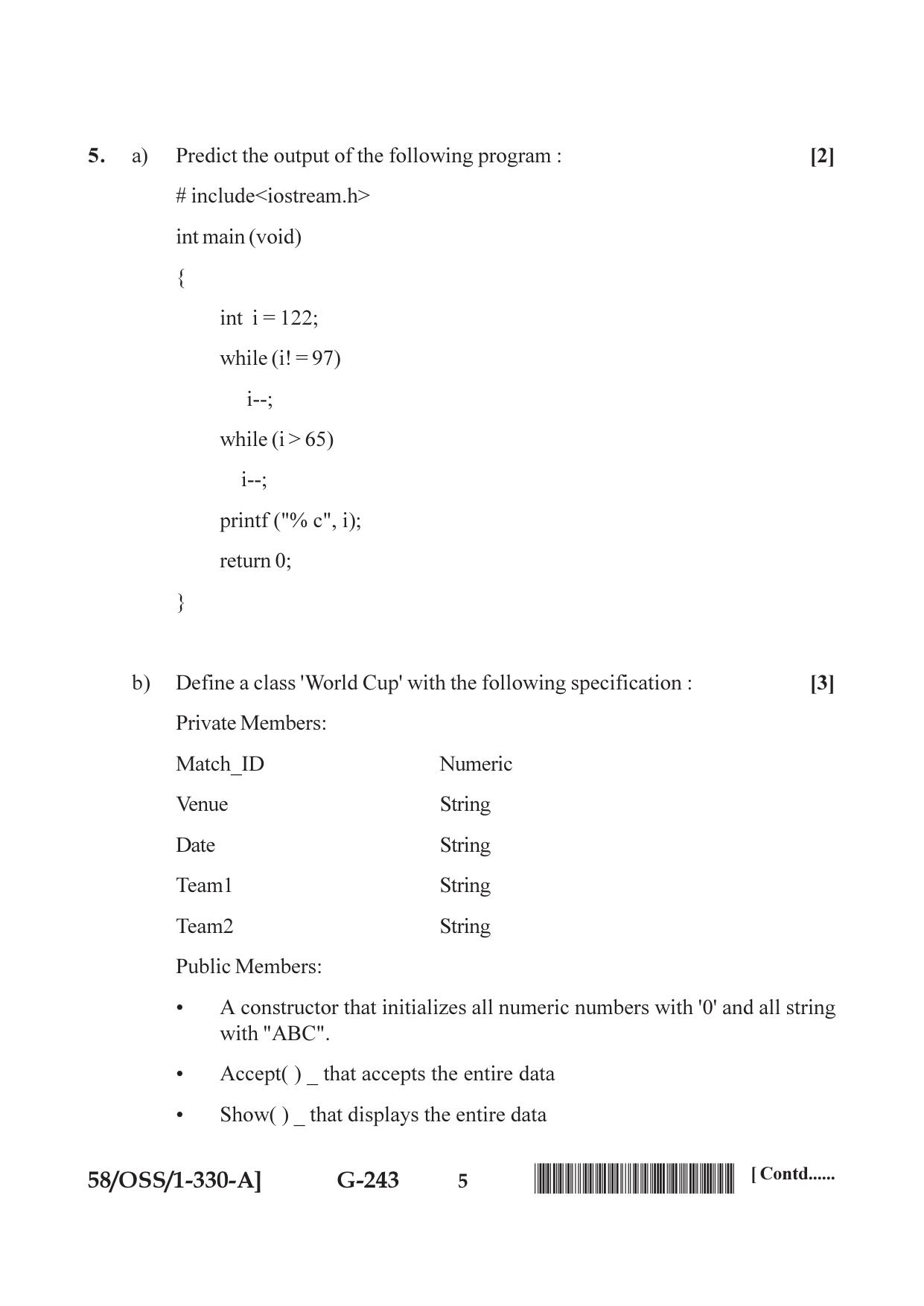 NIOS April 2019 Class 12 Computer Science (SET A) Question Paper - Page 5
