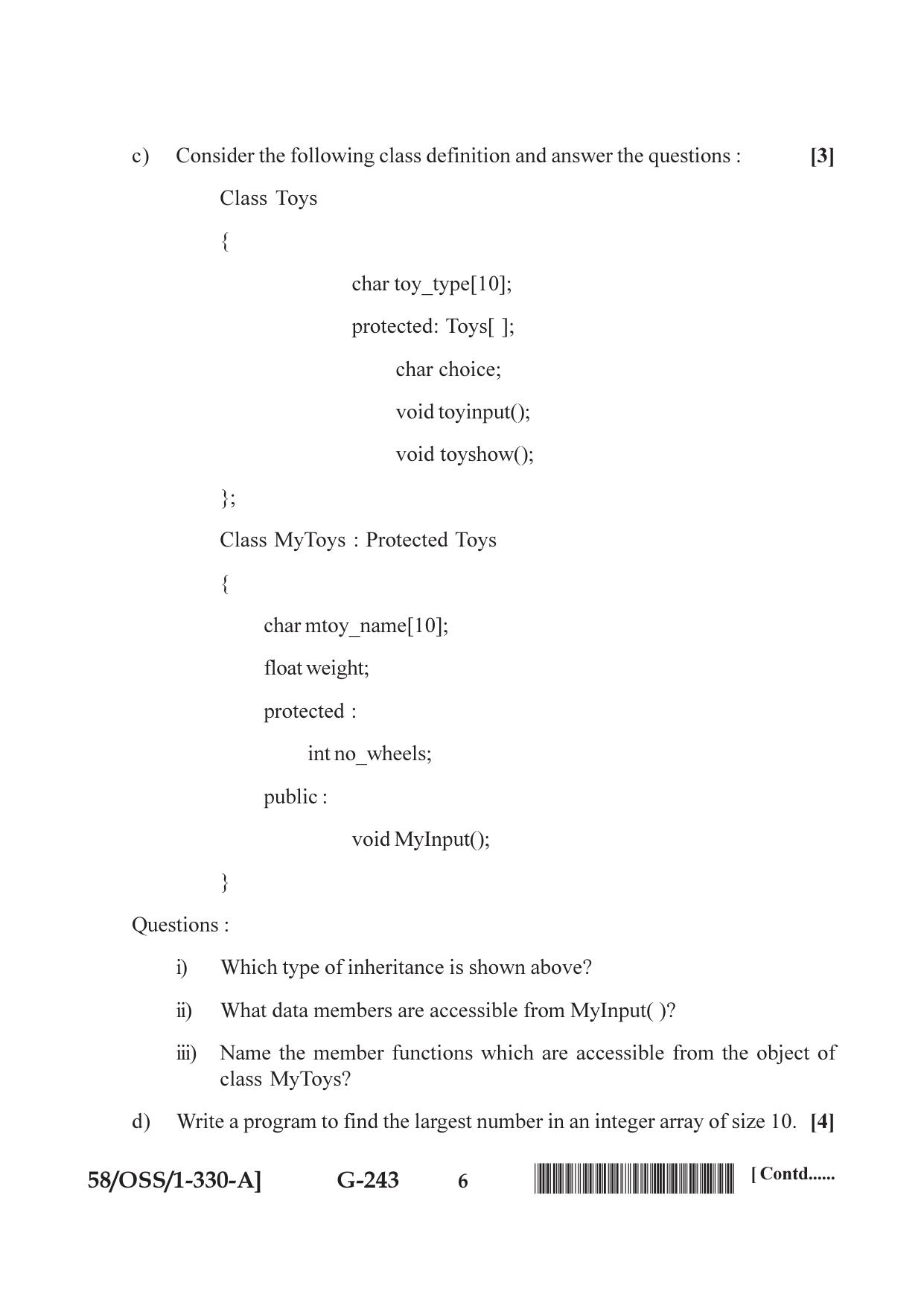 NIOS April 2019 Class 12 Computer Science (SET A) Question Paper - Page 6