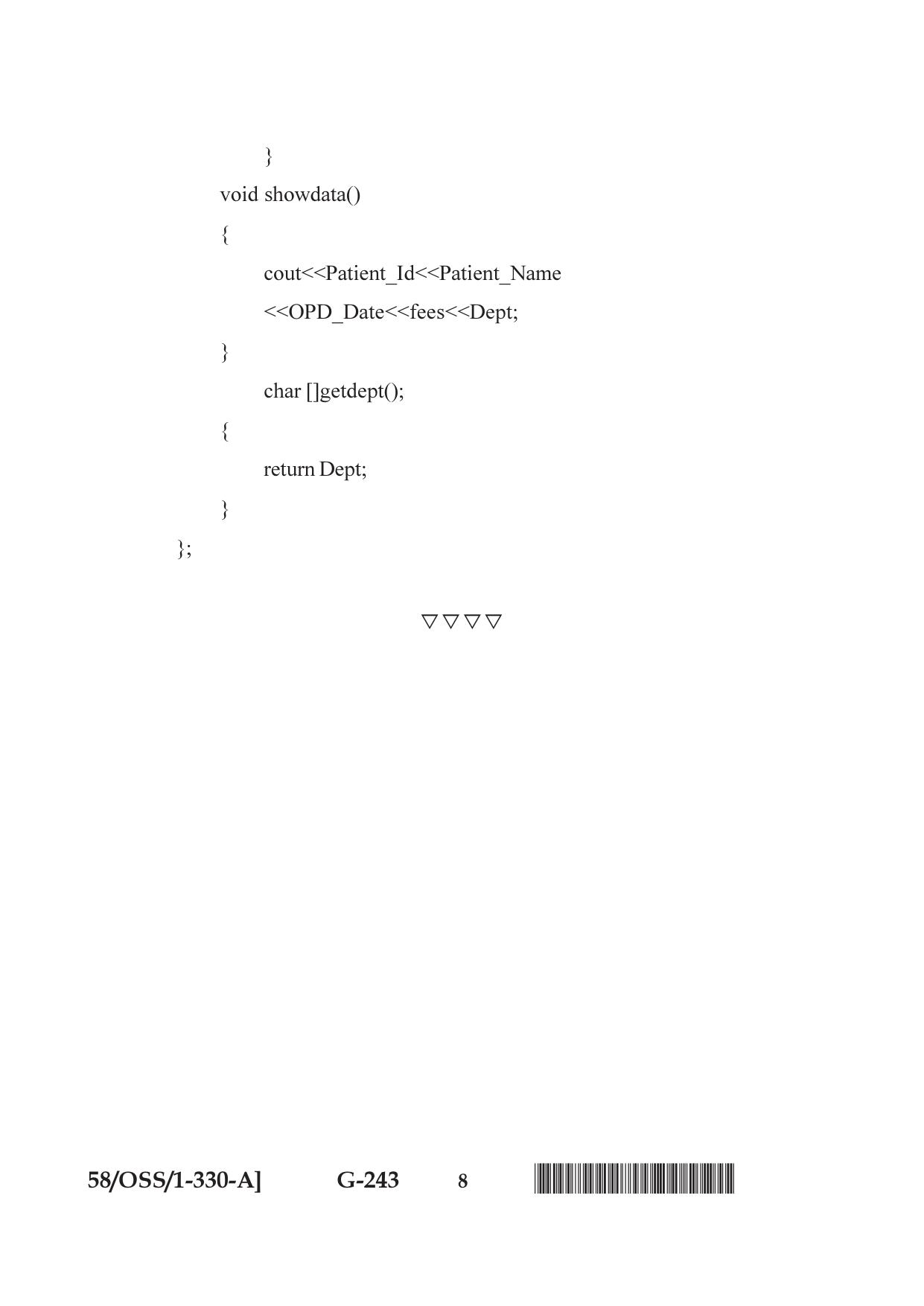NIOS April 2019 Class 12 Computer Science (SET A) Question Paper - Page 8
