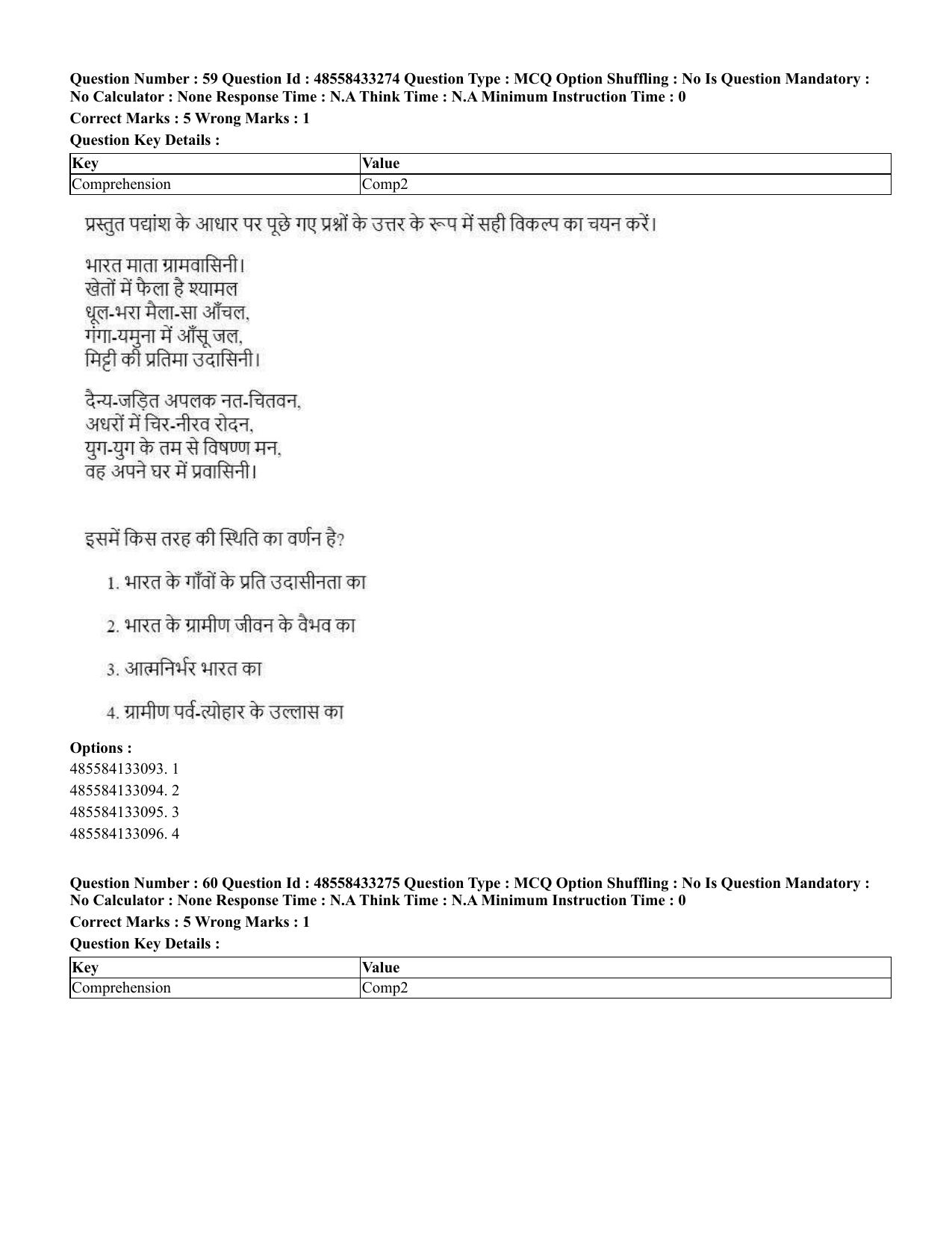 CUET 2023 English Hindi Shift 1 Question Papers - 18 June 2023 - Page 40