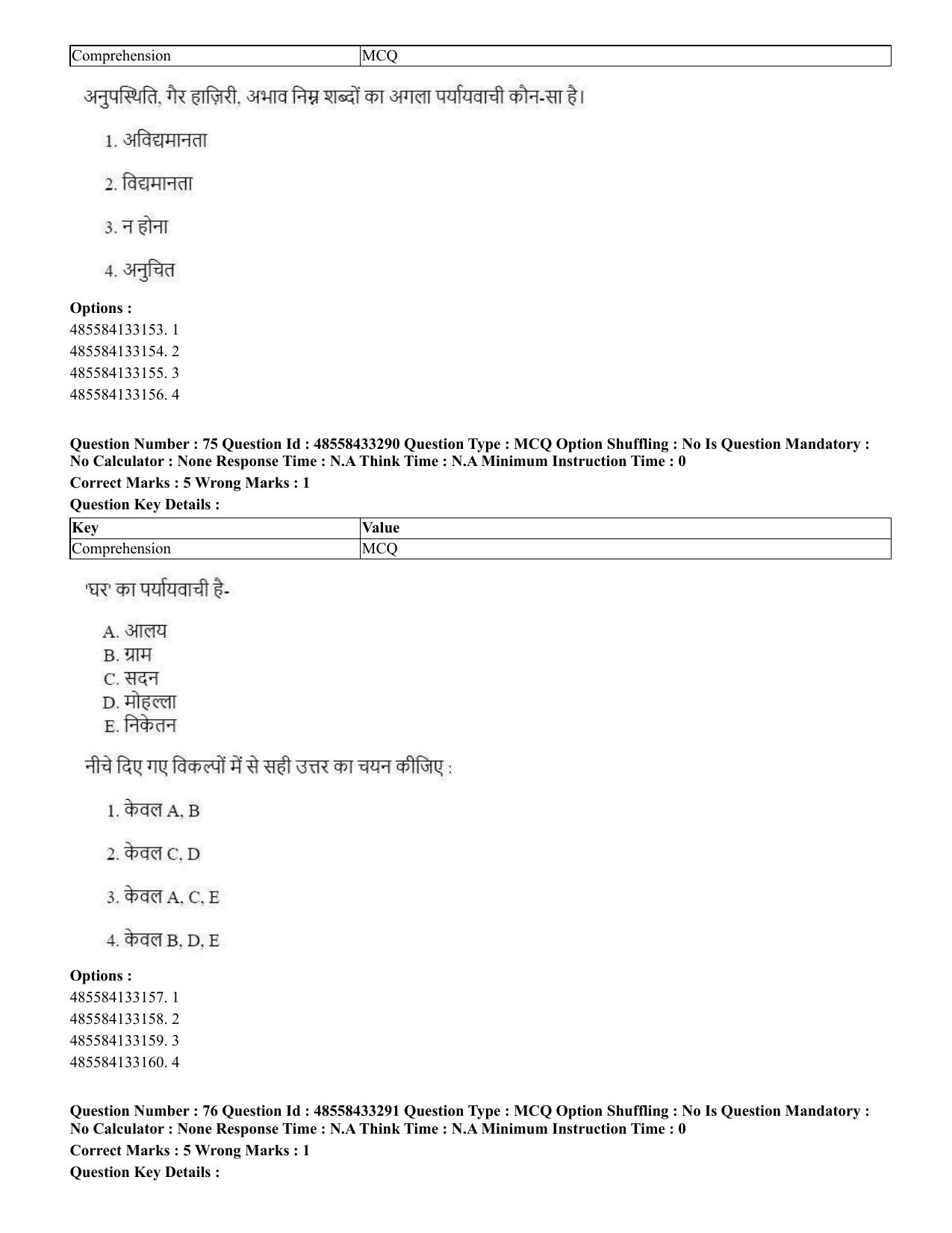 CUET 2023 English Hindi Shift 1 Question Papers - 18 June 2023 - Page 50