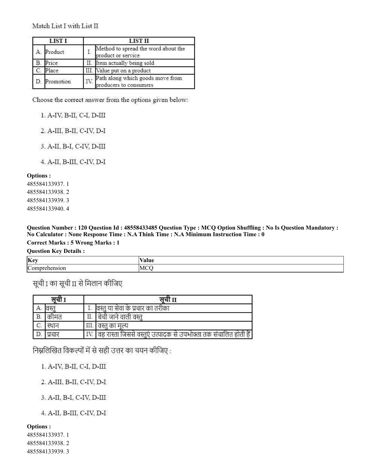 CUET 2023 English Hindi Shift 1 Question Papers - 18 June 2023 - Page 87