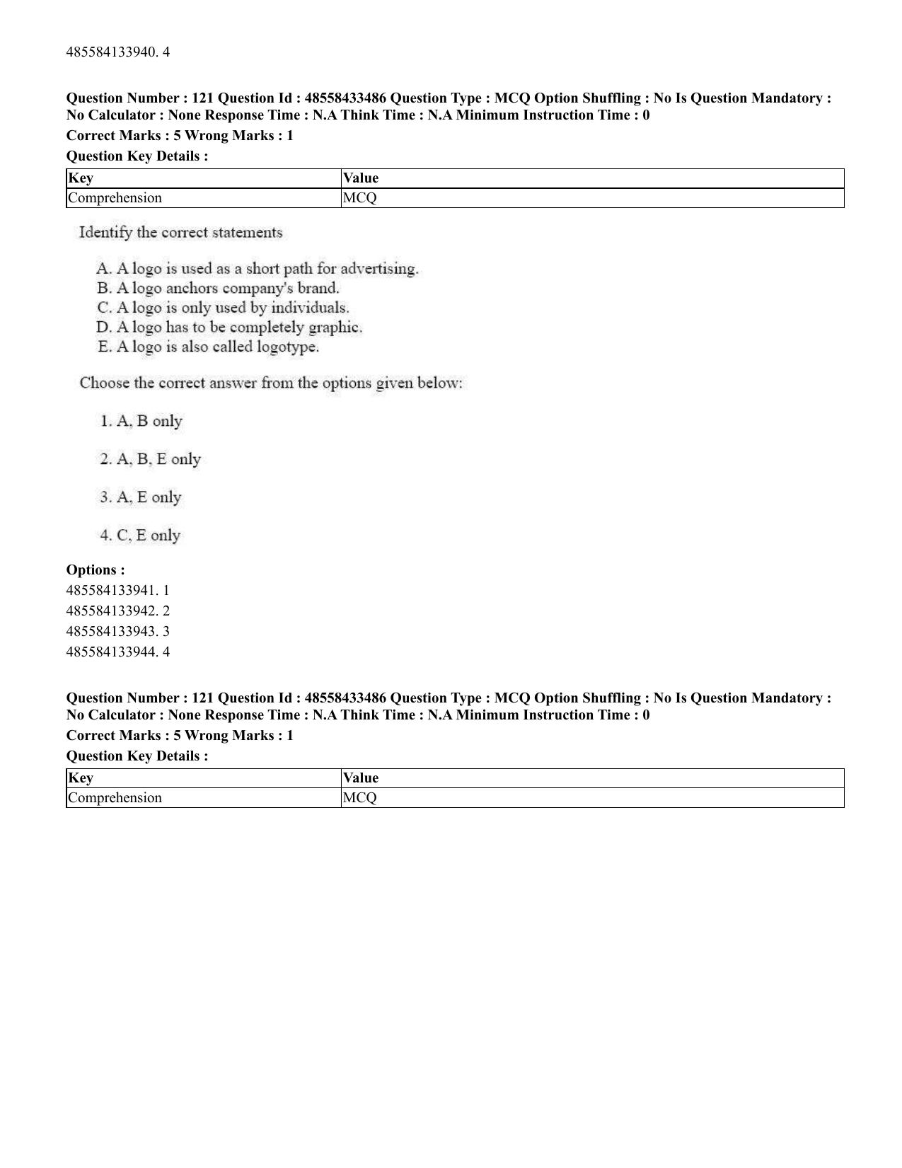CUET 2023 English Hindi Shift 1 Question Papers - 18 June 2023 - Page 88