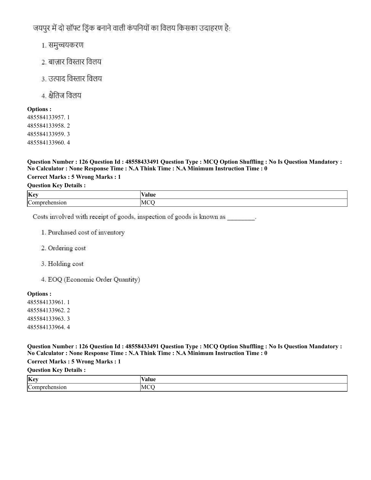 CUET 2023 English Hindi Shift 1 Question Papers - 18 June 2023 - Page 93